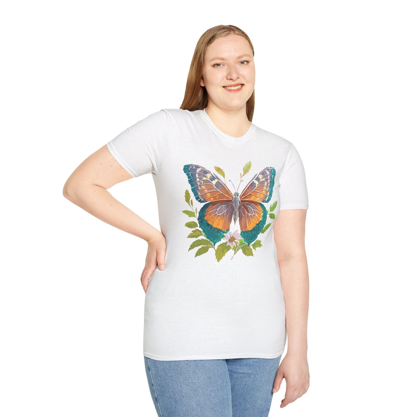 Unisex Butterfly Shirt With Monarch Design Cotton Tee Gildan 64000 Softstyle Comfort