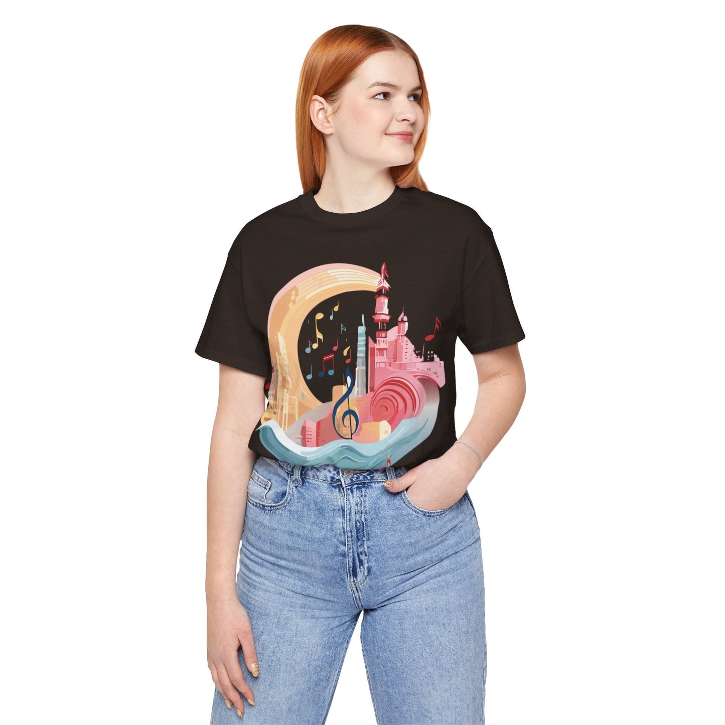 Music Graphic Unisex 100 Cotton Vintage Art with Musical Elements Tee 37