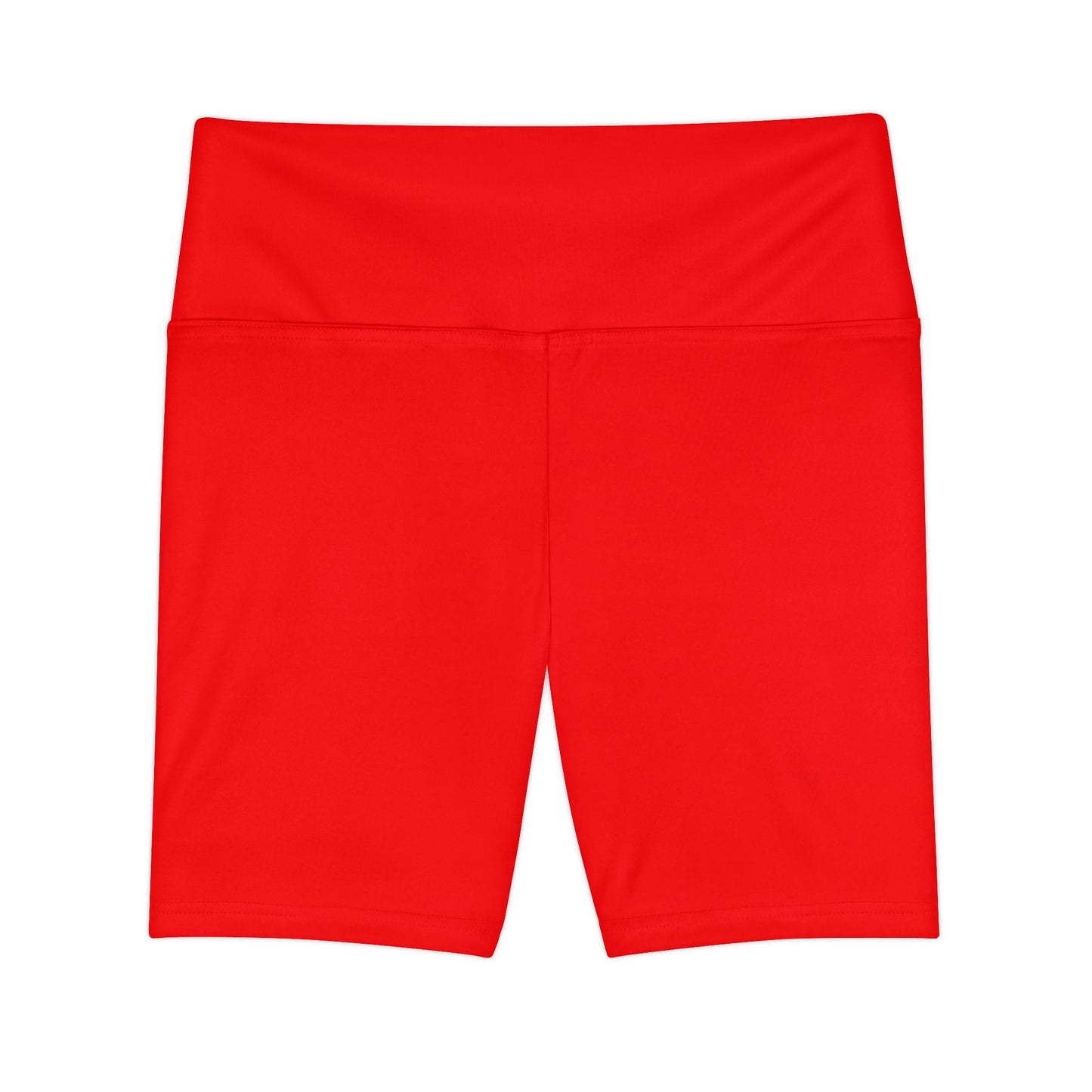 Pure Red High-Waist Workout Shorts — Women's Athletic Biker Shorts for Gym, Yoga & Running