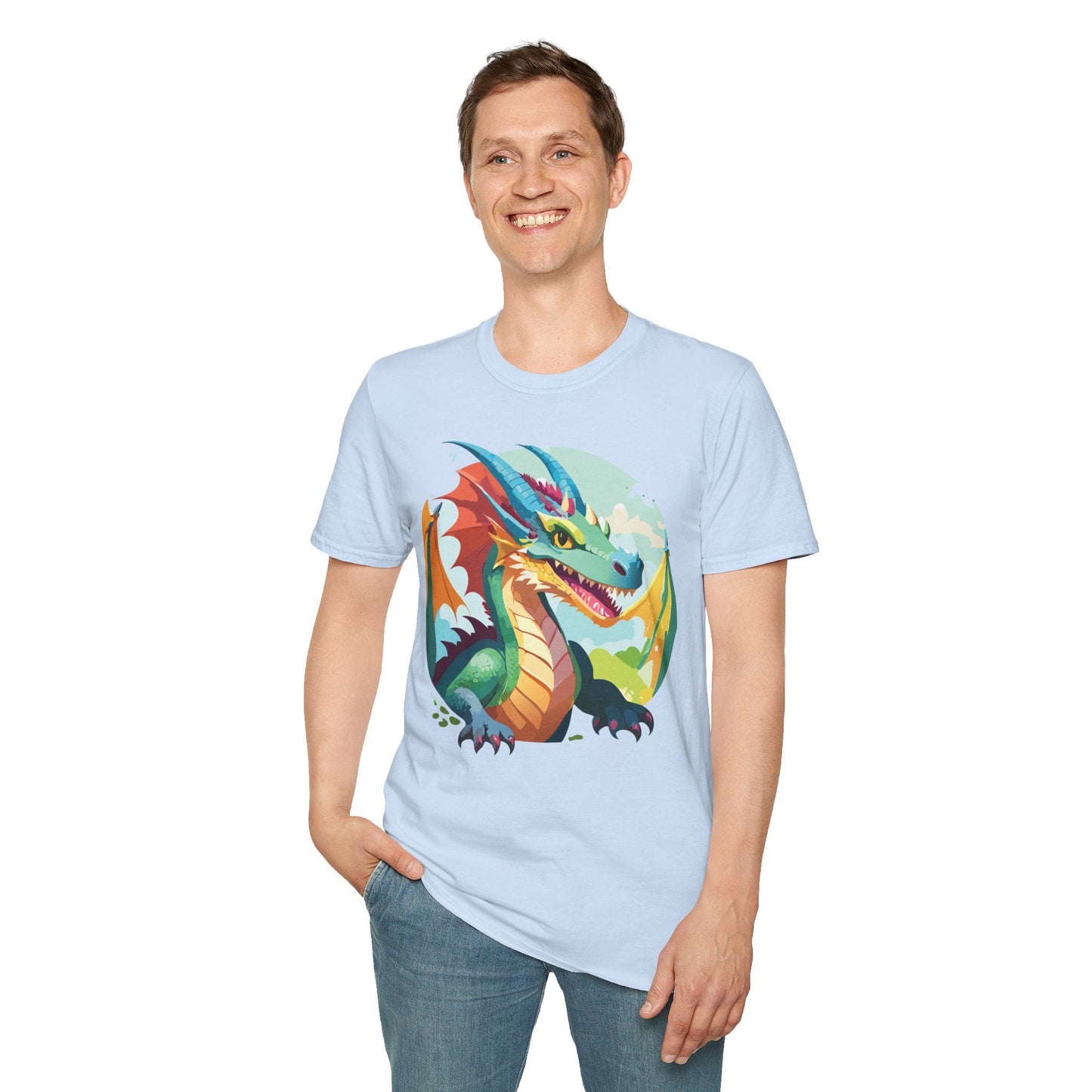 Unisex Dragon Graphic Tee By Gildan Softstyle 64000 Short Sleeve Cotton Tee Art Design