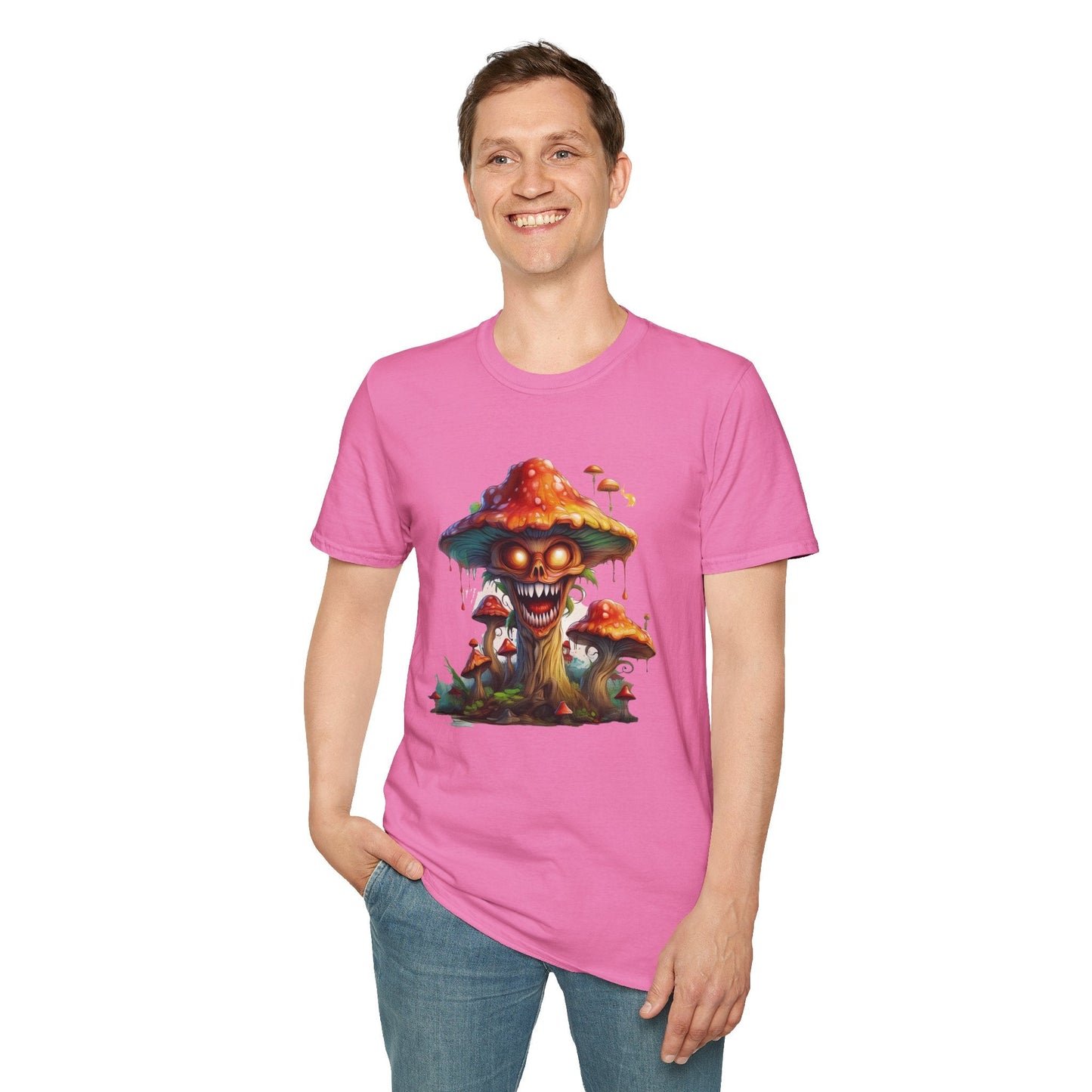 Mashroom Tee Shirt Unisex Softstyle 64000 100% Ring Spun Cotton with Funny Mushroom Artwork