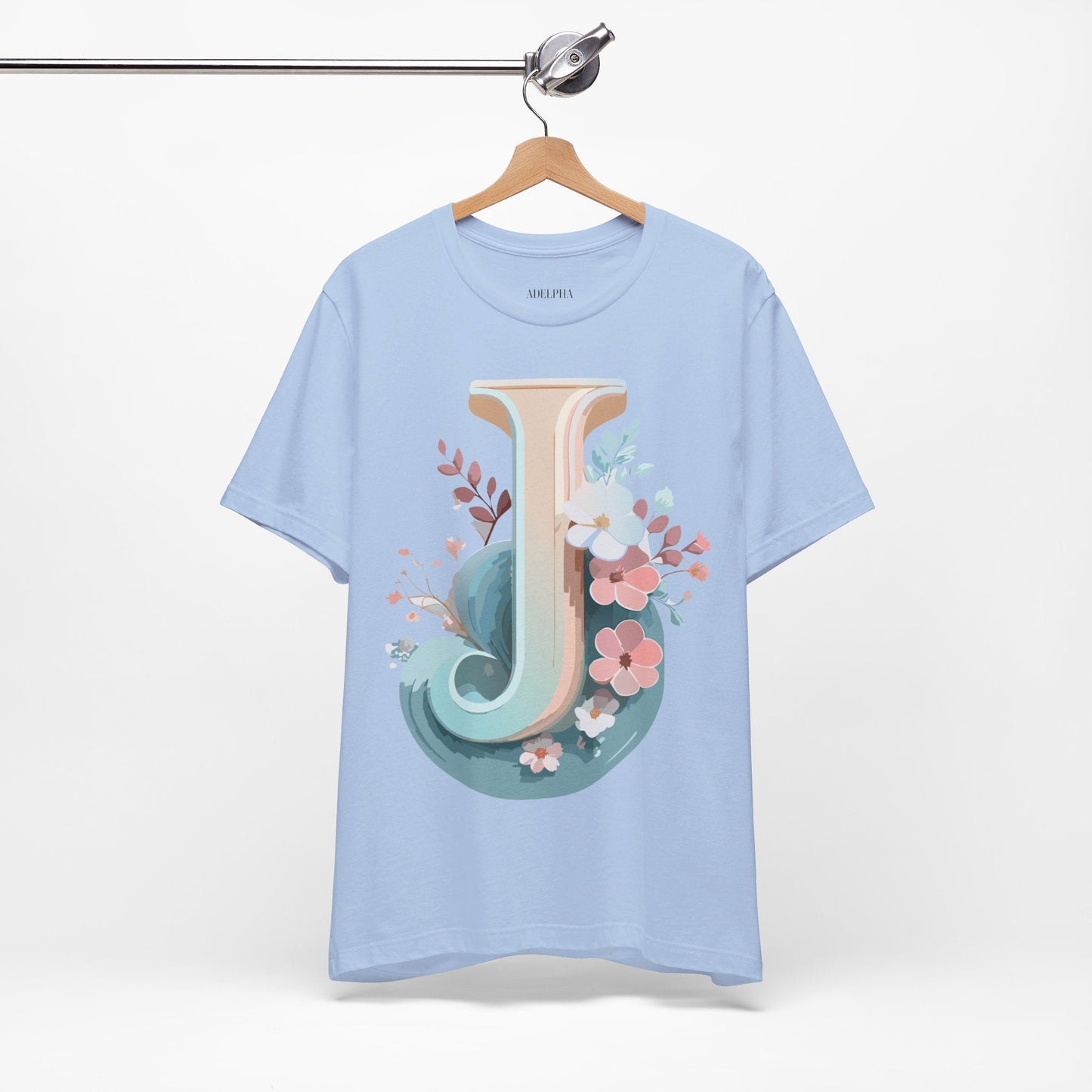 Letter J Shirt Graphic Tee For Unisex Style By Adelpha Vintage Inspired Art Tee Design