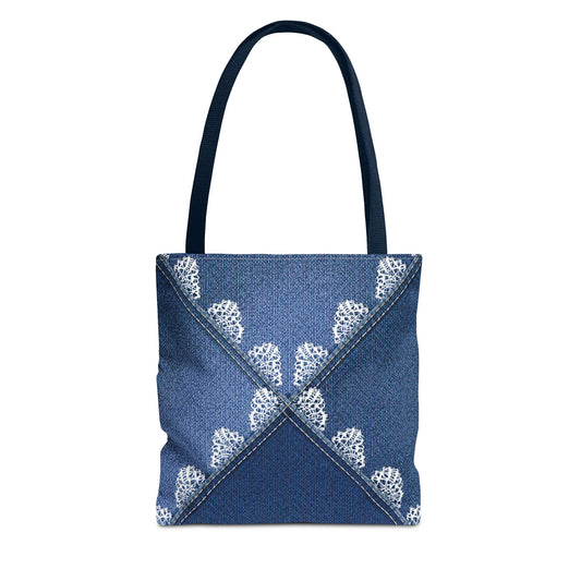 Denim Fabric Imitation Print Unisex Canvas Bag Poly Spun 3 Sizes Tote Bag 110