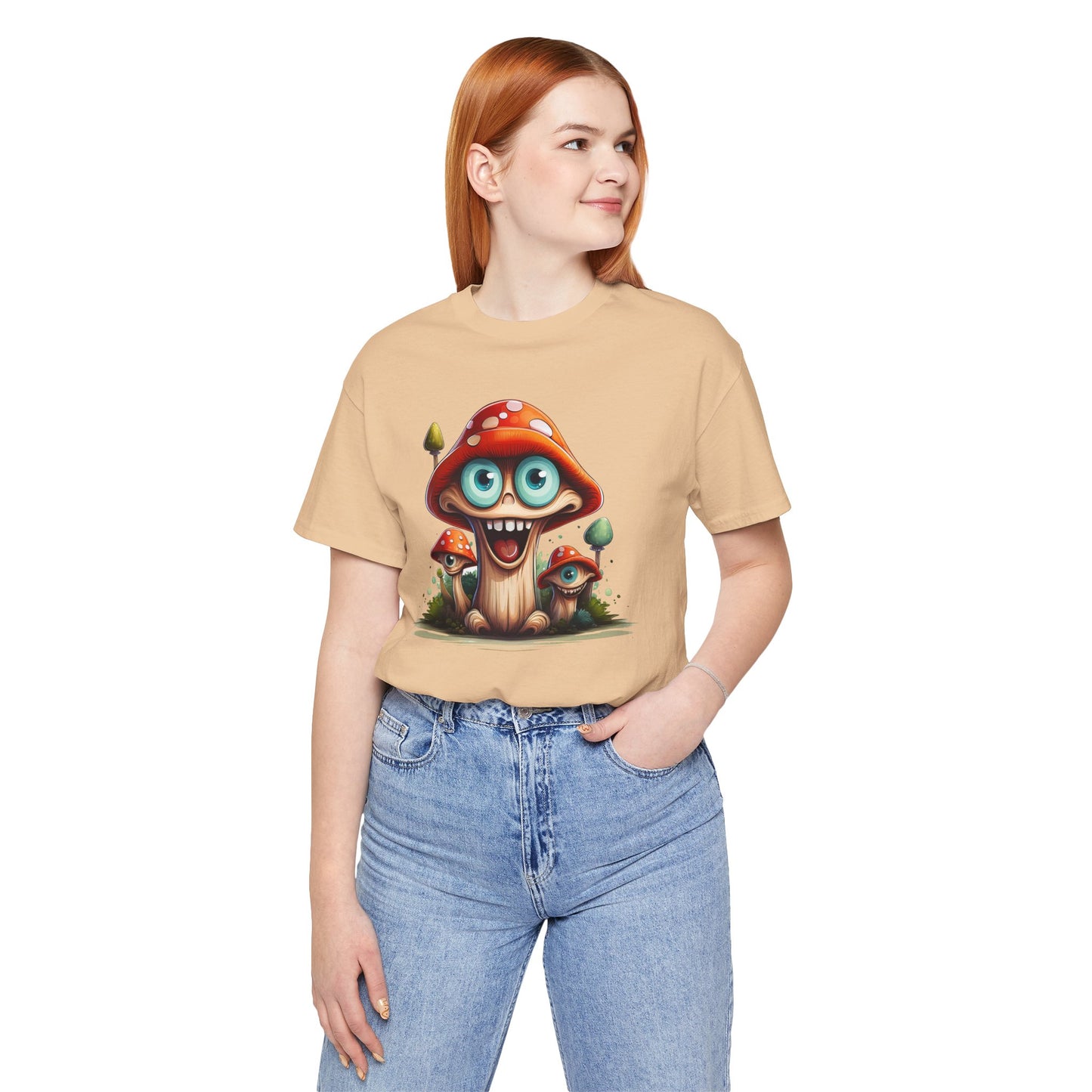 Cute Mushroom Graphic Tee, Fun Cartoon Shirt, Funny Mushroom Shirt, Cute Cartoon Tees, Graphic T-Shirt, Art Design T-Shirt
