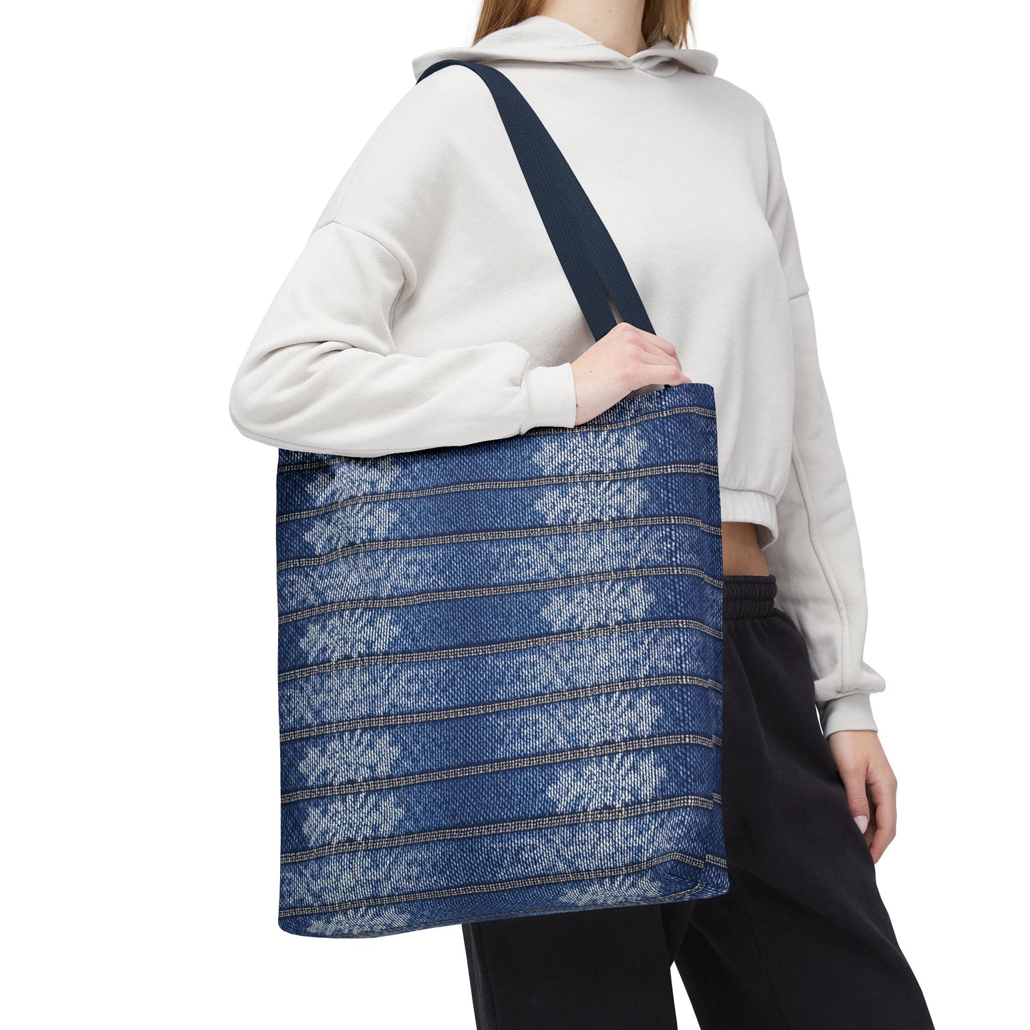 Denim Fabric Imitation Print Unisex Canvas Bag Poly Spun 3 Sizes Tote Bag 113