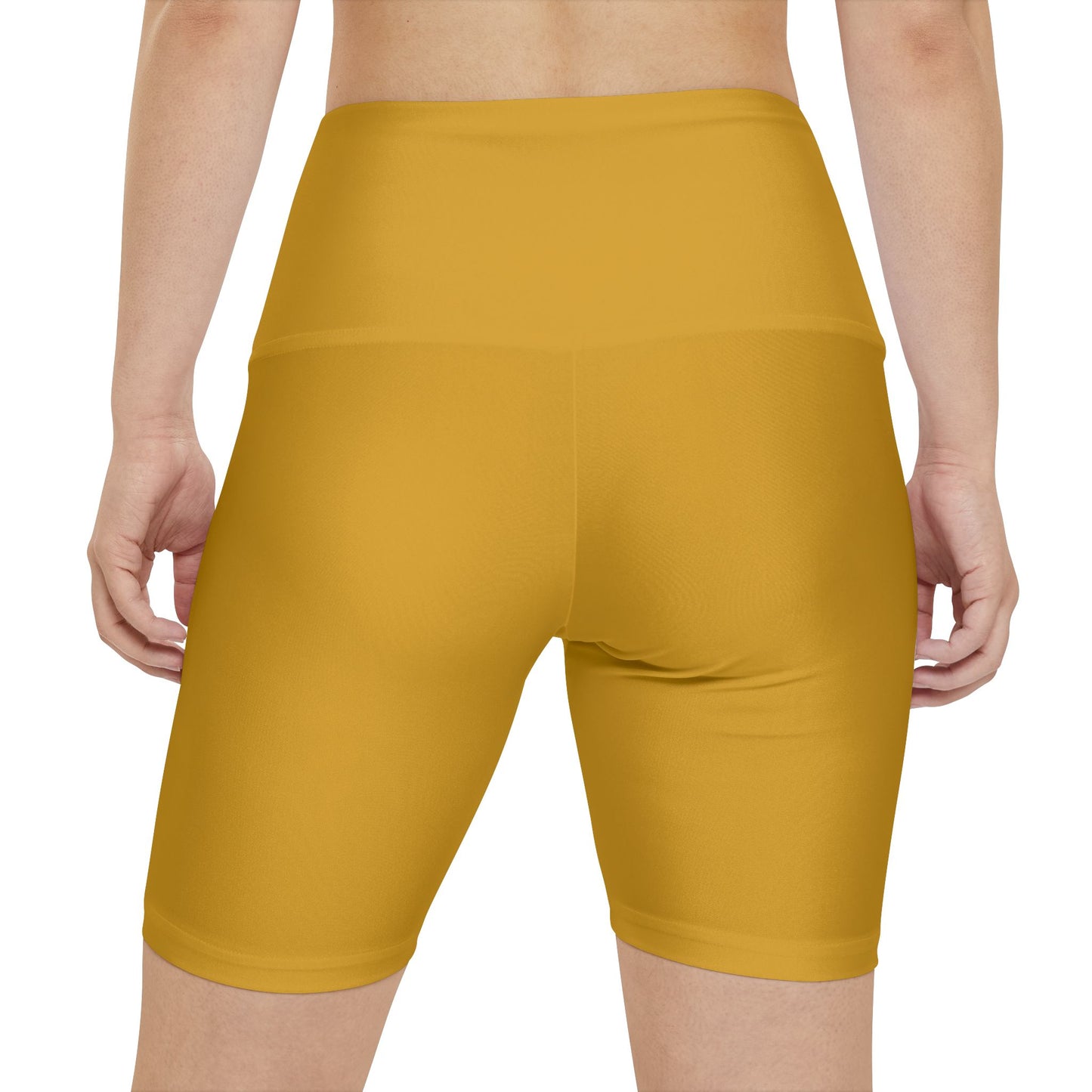 Goldenrod Yellow Women's Workout Shorts — High-Waist Performance Biker Shorts