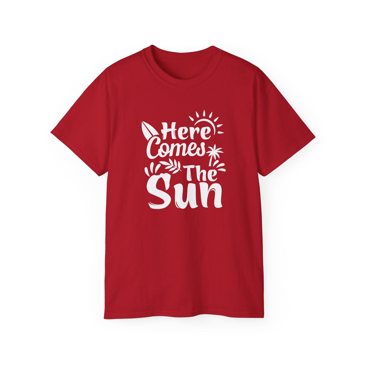Here Comes The Sun T-Shirt | Surf Palm Tree Sunshine Graphic