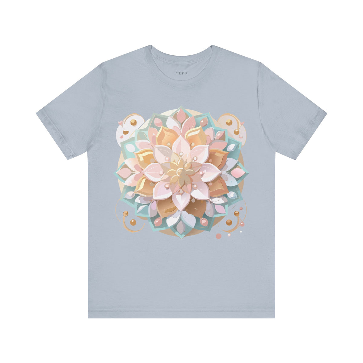 Mandala Graphic Unisex Cotton Bella+Canvas Tee with Floral Art Design d19