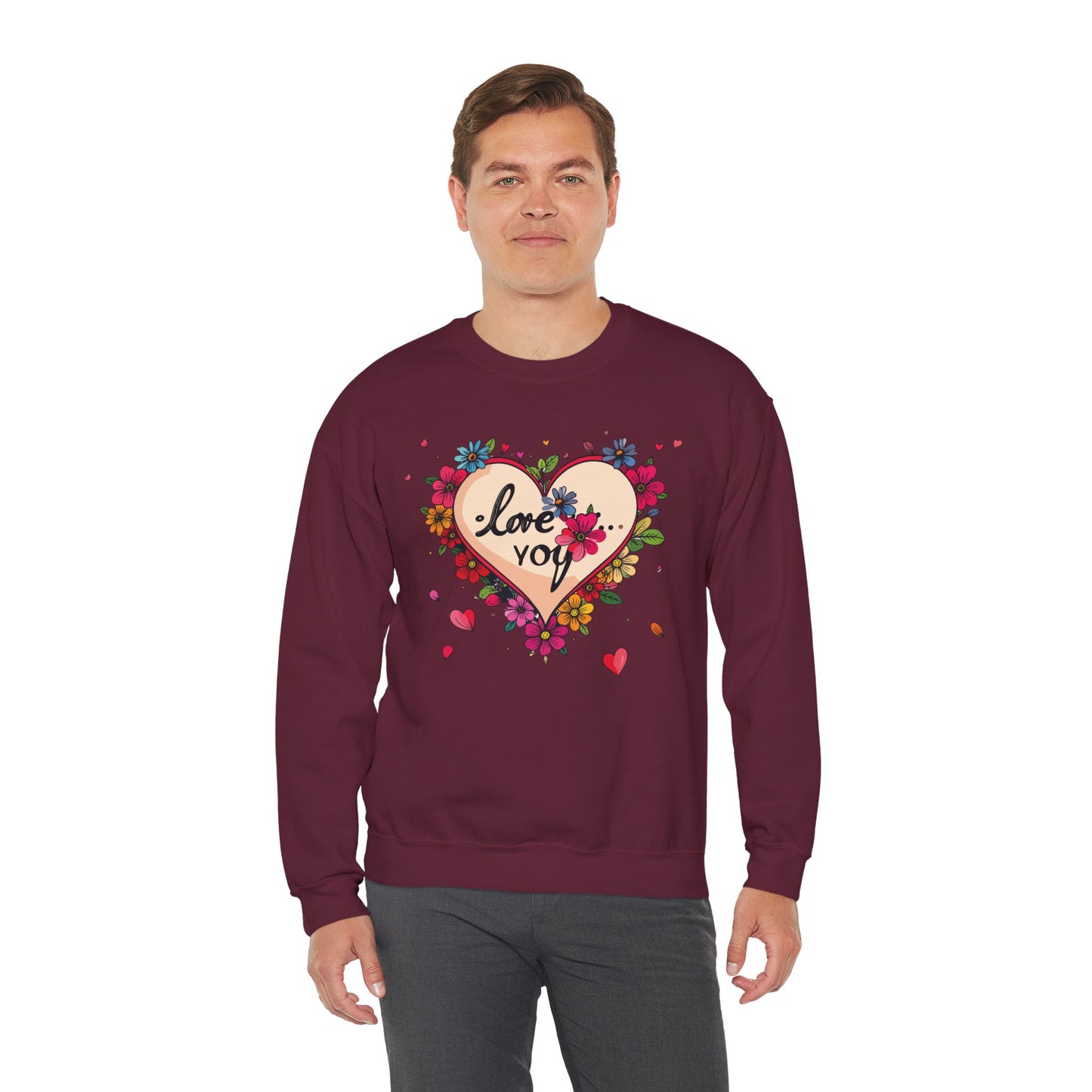 Big Heart Sweatshirt, Floral Heart Sweatshirt, Floral Love Sweatshirt, Valentine's Day Sweatshirt, Heart Floral Sweatshirt 109