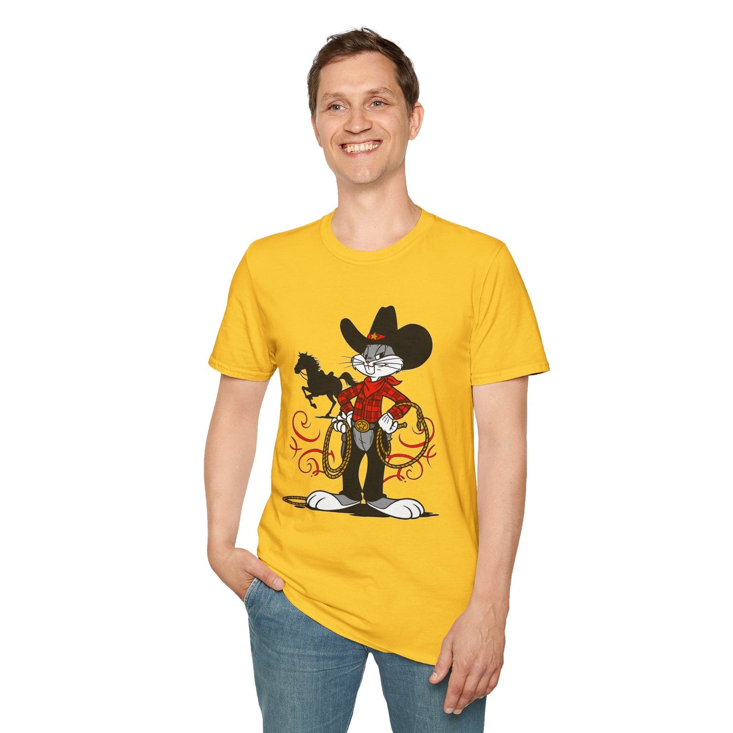 Cartoon Bunny Graphic Unisex Cotton Animal Animation Artwork Design Tee 1