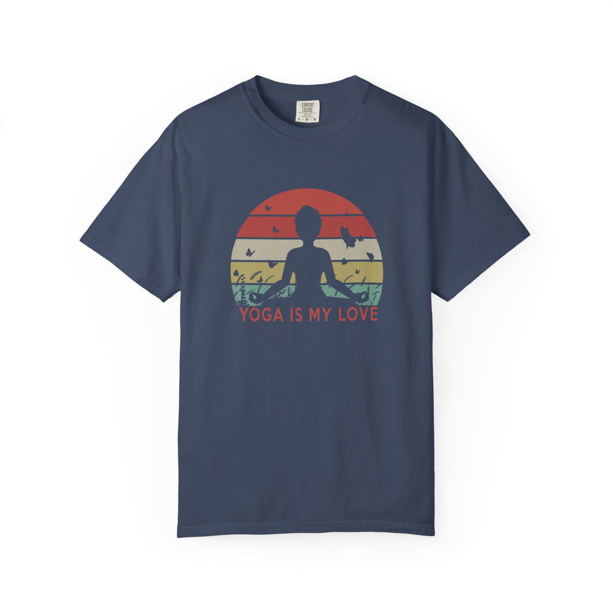 Yoga Is My Love Meditating Retro Sunset Unisex Comfort Colors Garment-Dyed Heavyweight 100 Cotton Art Design T-Shirt w190