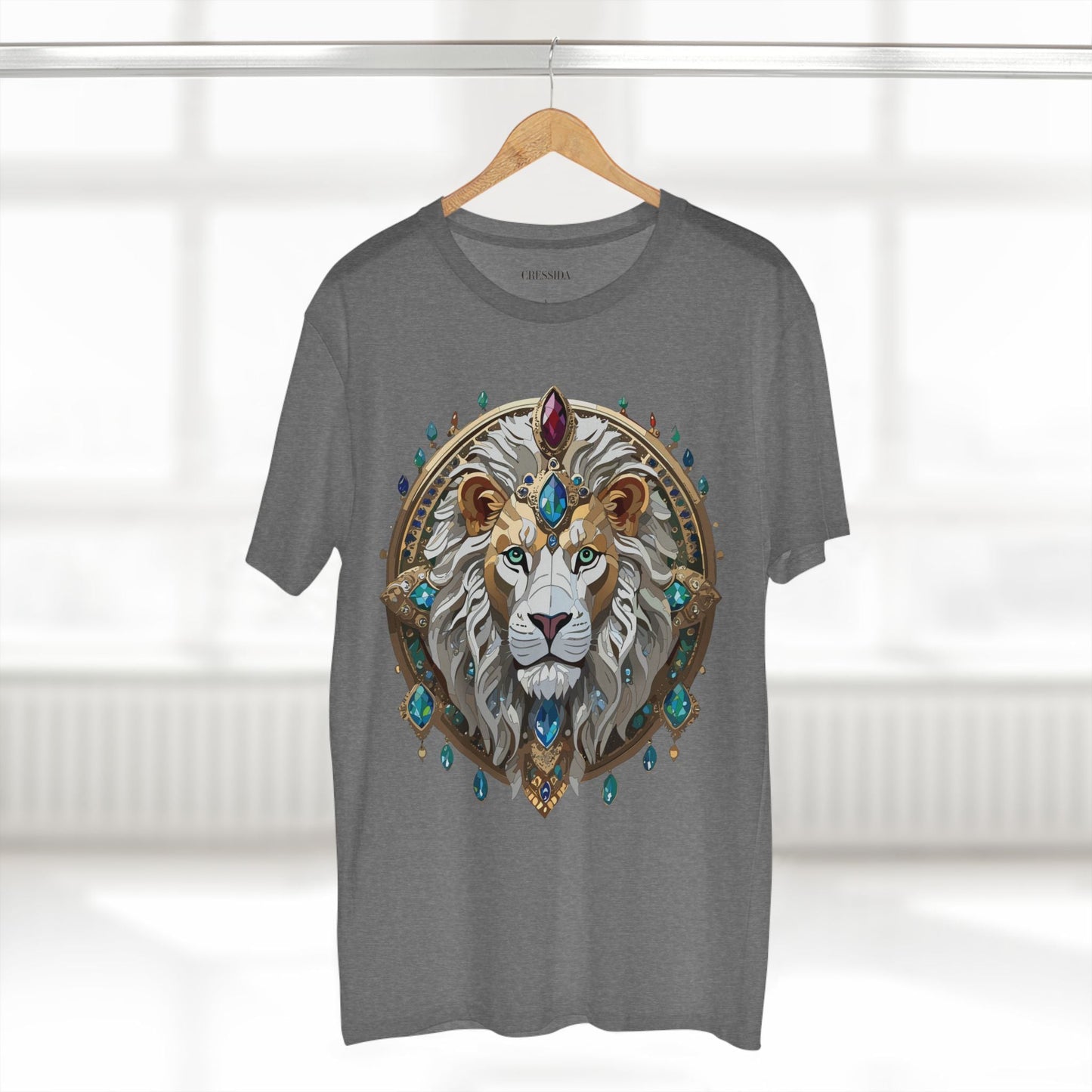 Lion Graphic Unisex 100 Cotton Tee With Unique Animal Golden Medallion Art Design 60