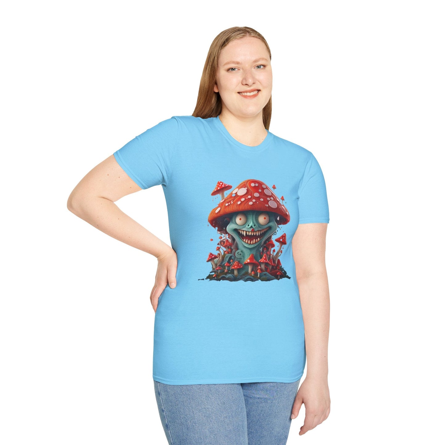 Funny Mashroom Graphic Unisex Softstyle Cotton With Cartoon Illustration Design 2
