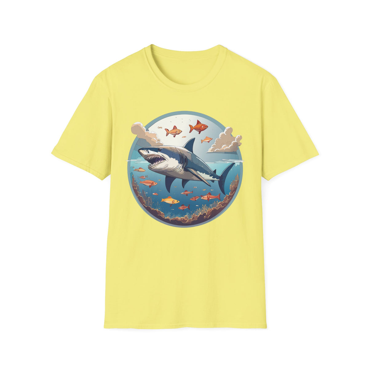 Great White Shark Ocean Scene T-Shirt | Shark Graphic Tee, Marine Life Art