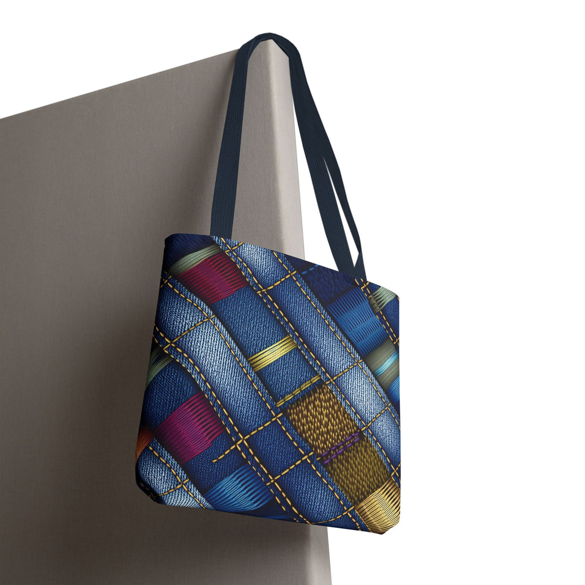 Denim Fabric Imitation Print Unisex Canvas Bag Poly Spun 3 Sizes Tote Bag 148