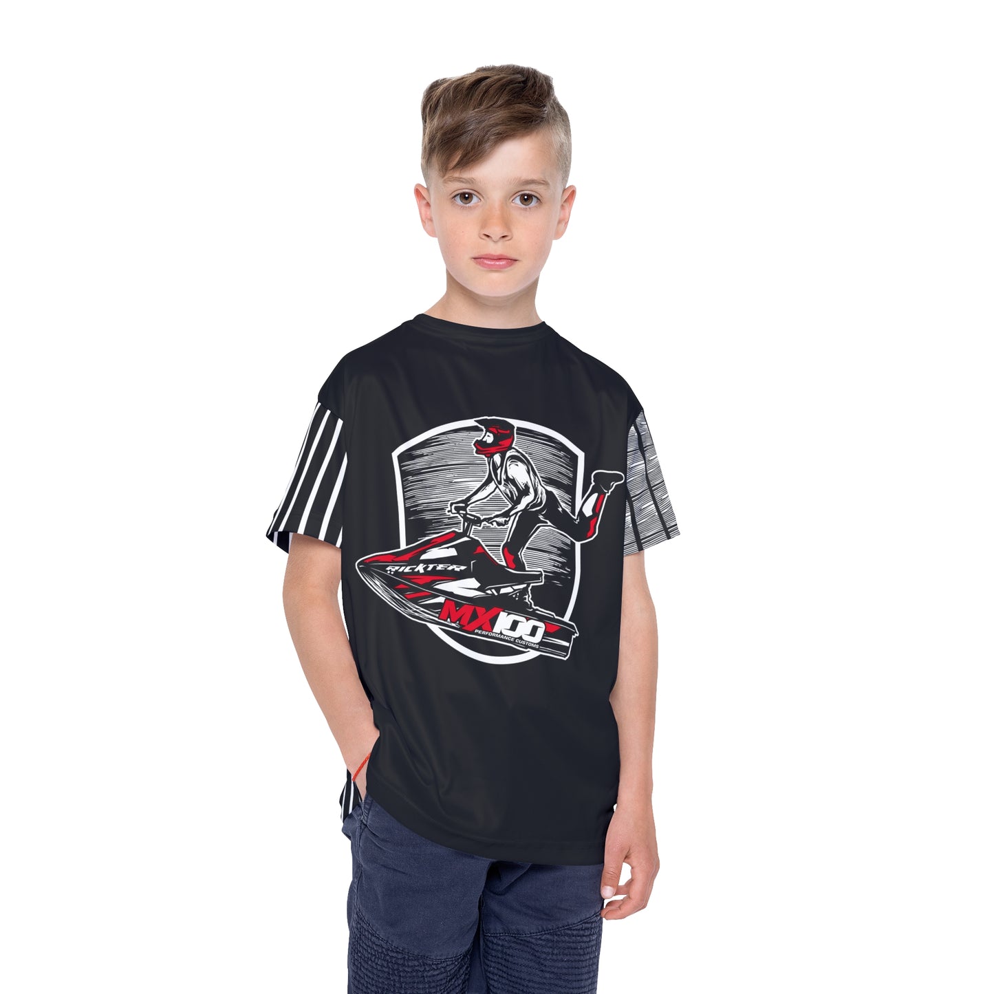 Jet Ski Racing Kids Shirt, MX100 Watersport Kids T-Shirt, Kids Art Design Print Jersey