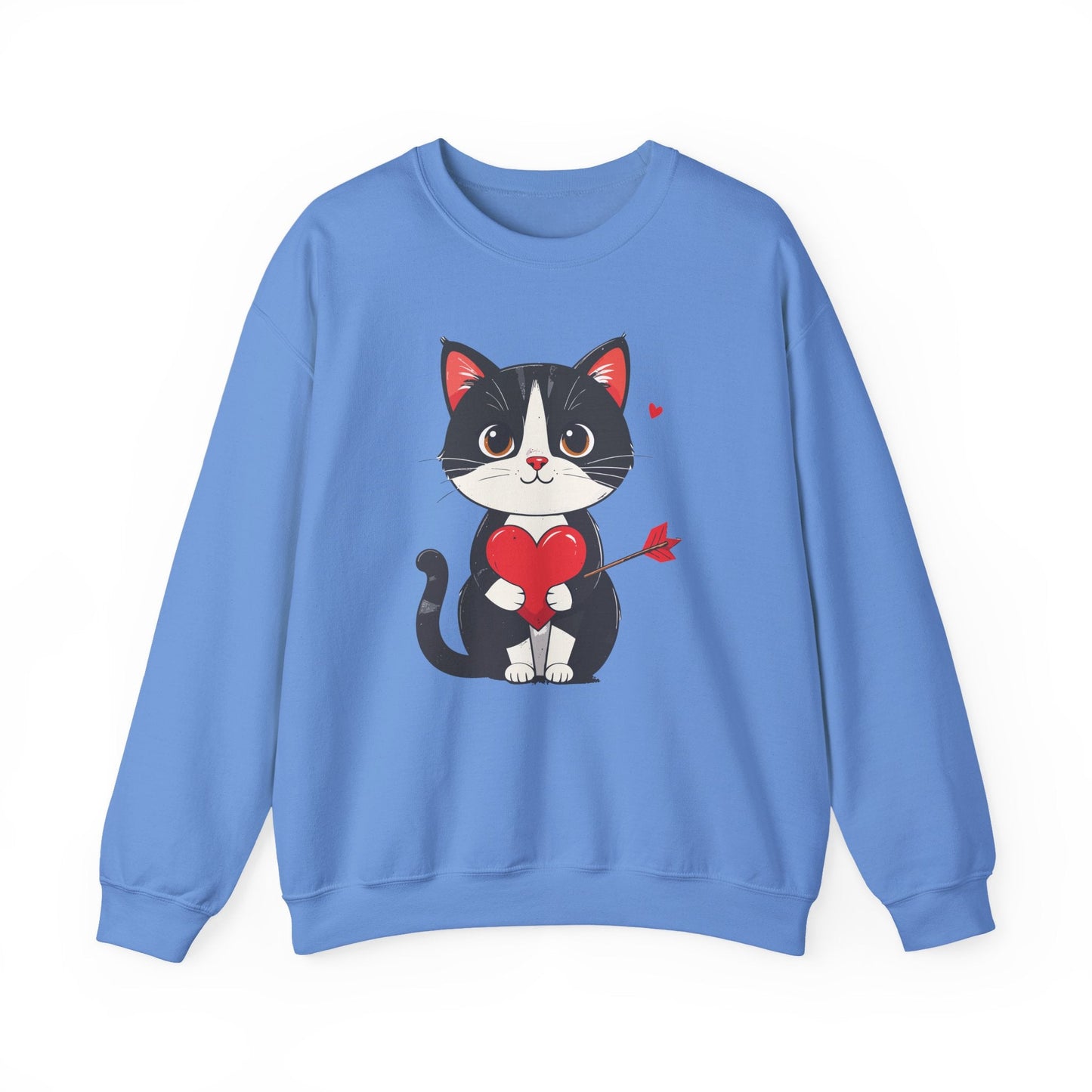 Cat Heart Sweatshirt Unisex Valentines Day Gift Fifty Fifty Cotton Polyester Animal Sweatshirt 18000