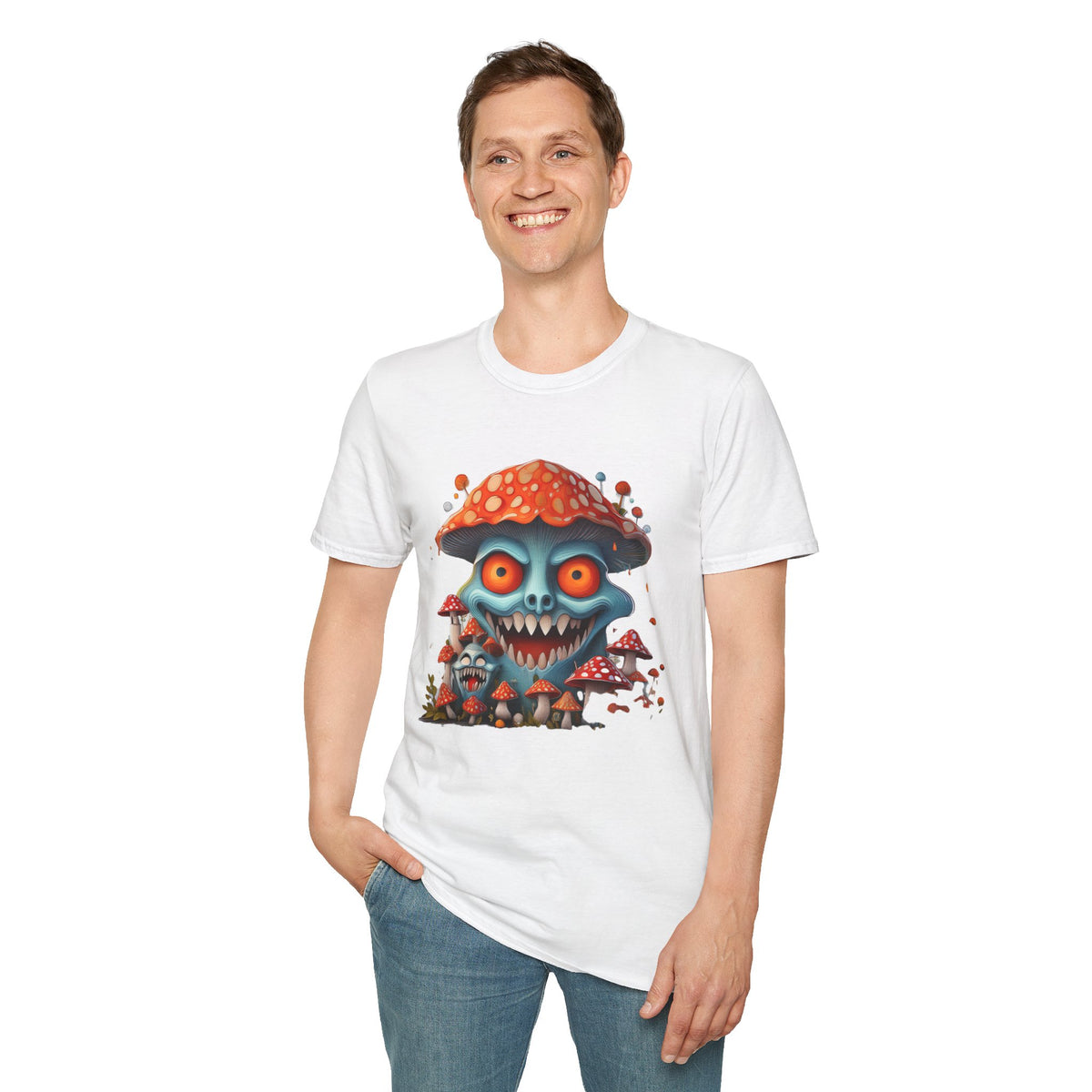 Funny Mashroom Cartoon  Graphic Tee Gildan Unisex 100 Cotton Tee Shirt c24