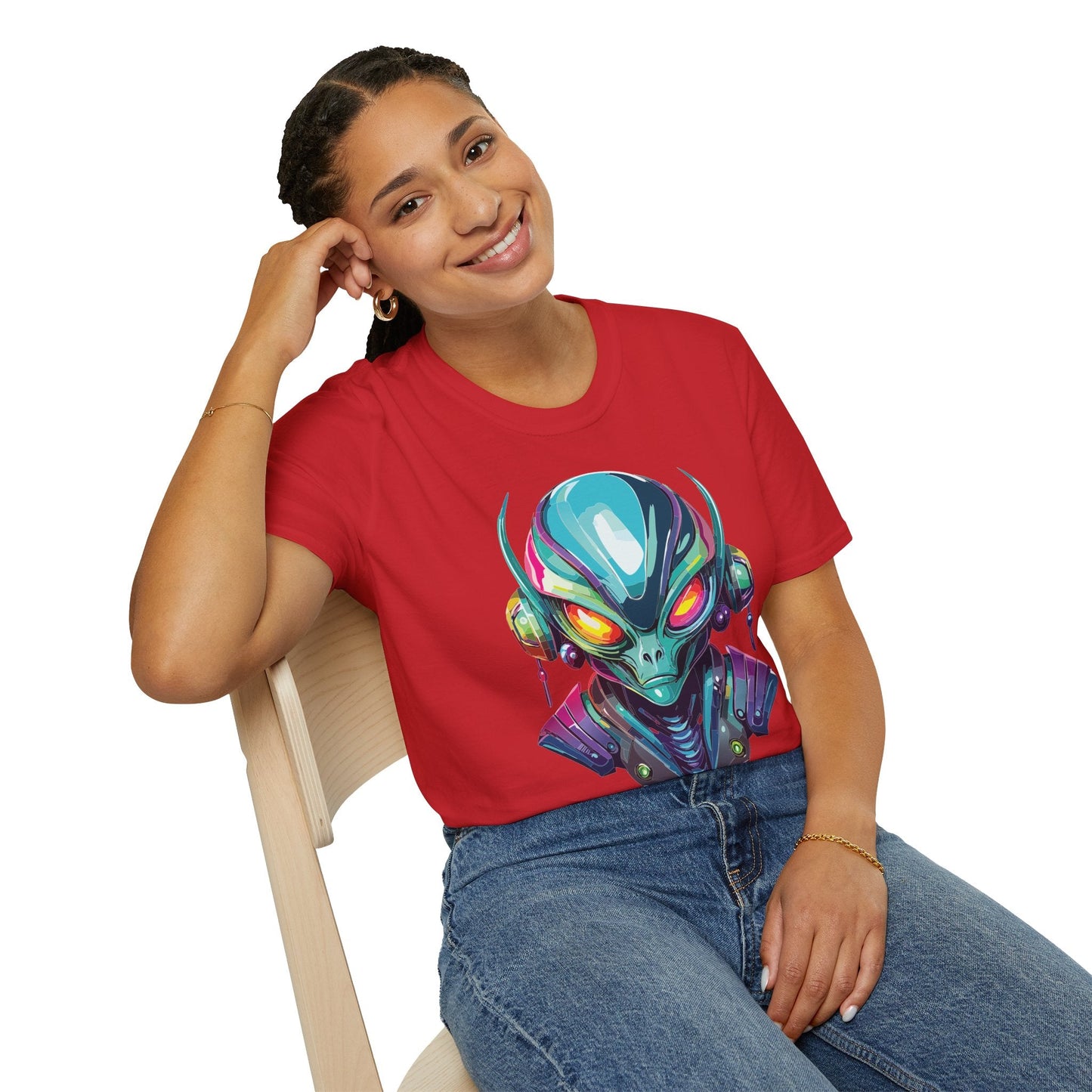 Alien Graphic Unisex Cotton Softstyle UFO Artwork Tee 1