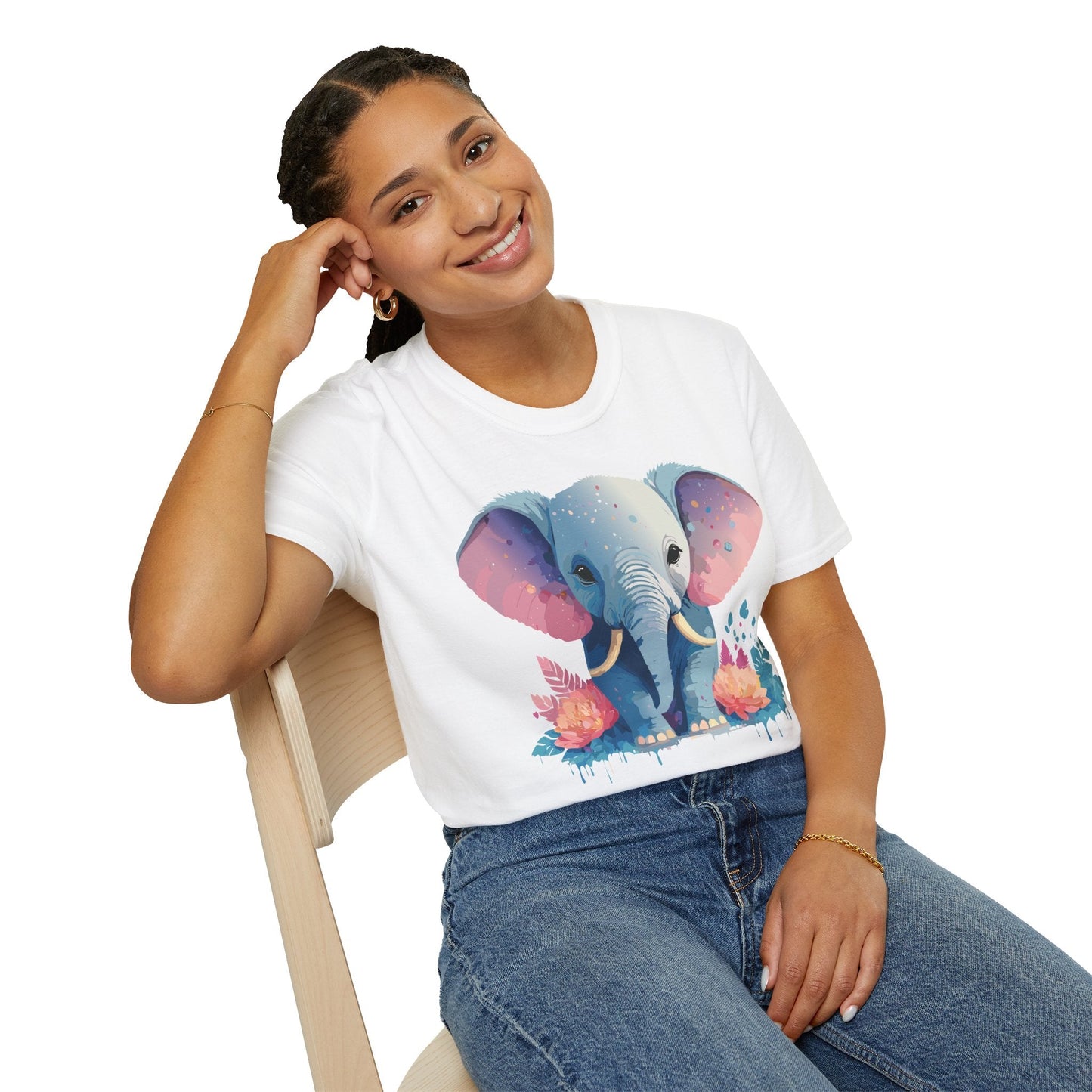 Elephant T Shirt For Adults Unisex Gildan Softstyle 64000 100 Percent Ring Spun Cotton Tee