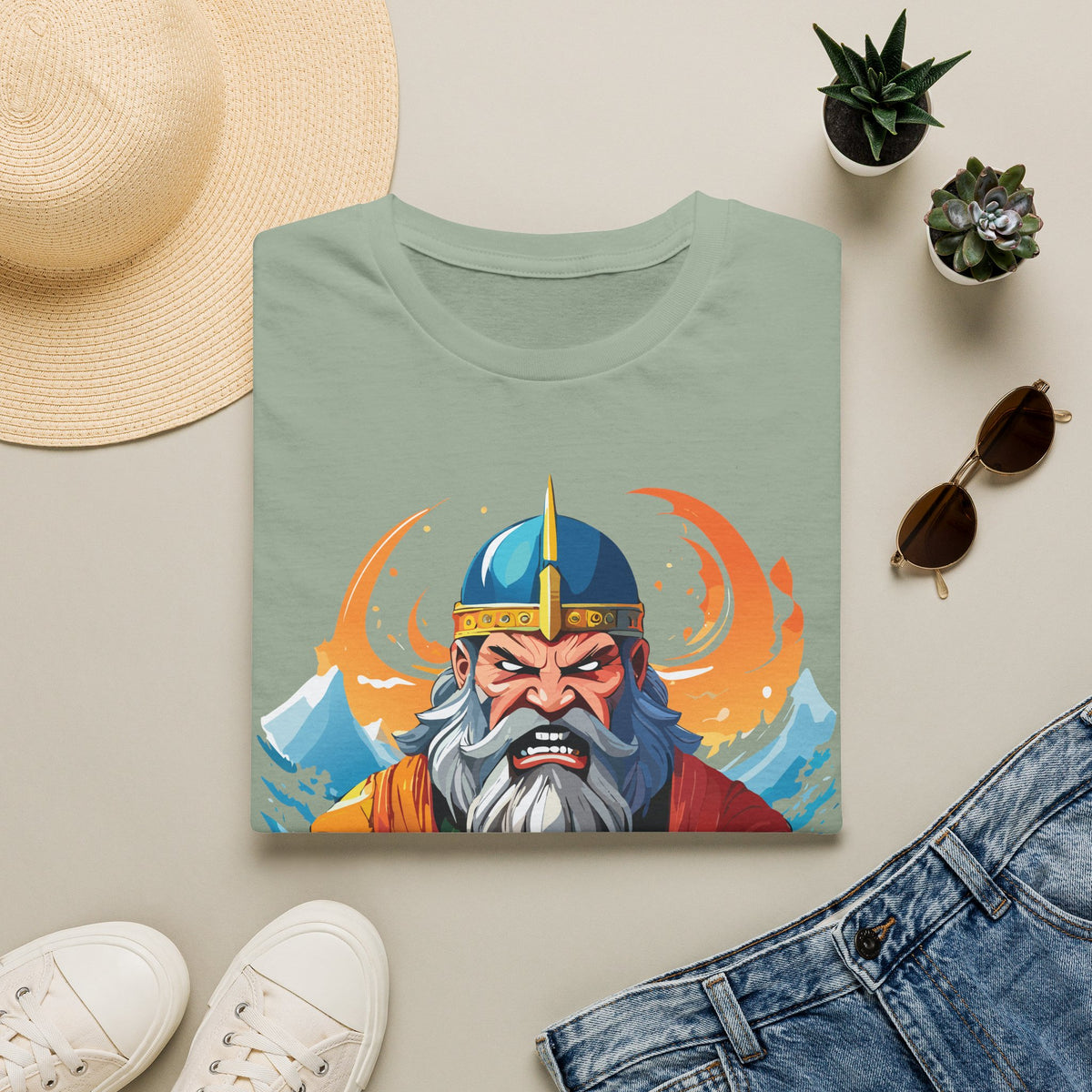 Viking Sea King T-Shirt | Norse Warrior Helmet Illustration