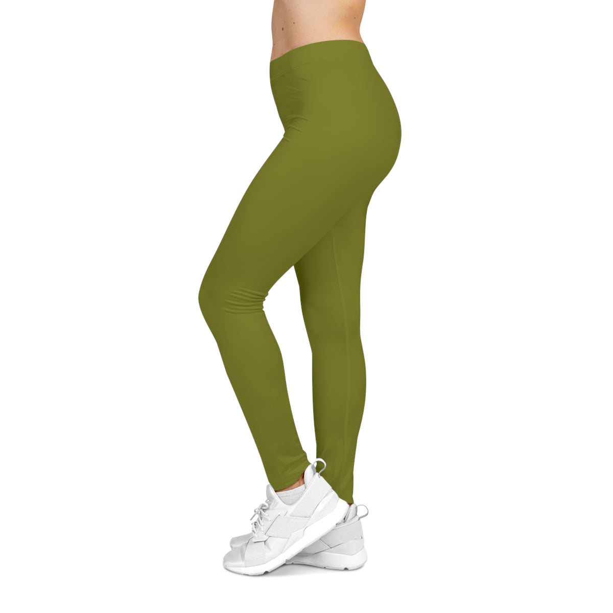 Olive Color Women's Poly-Span Casual Leggings XS-2XL