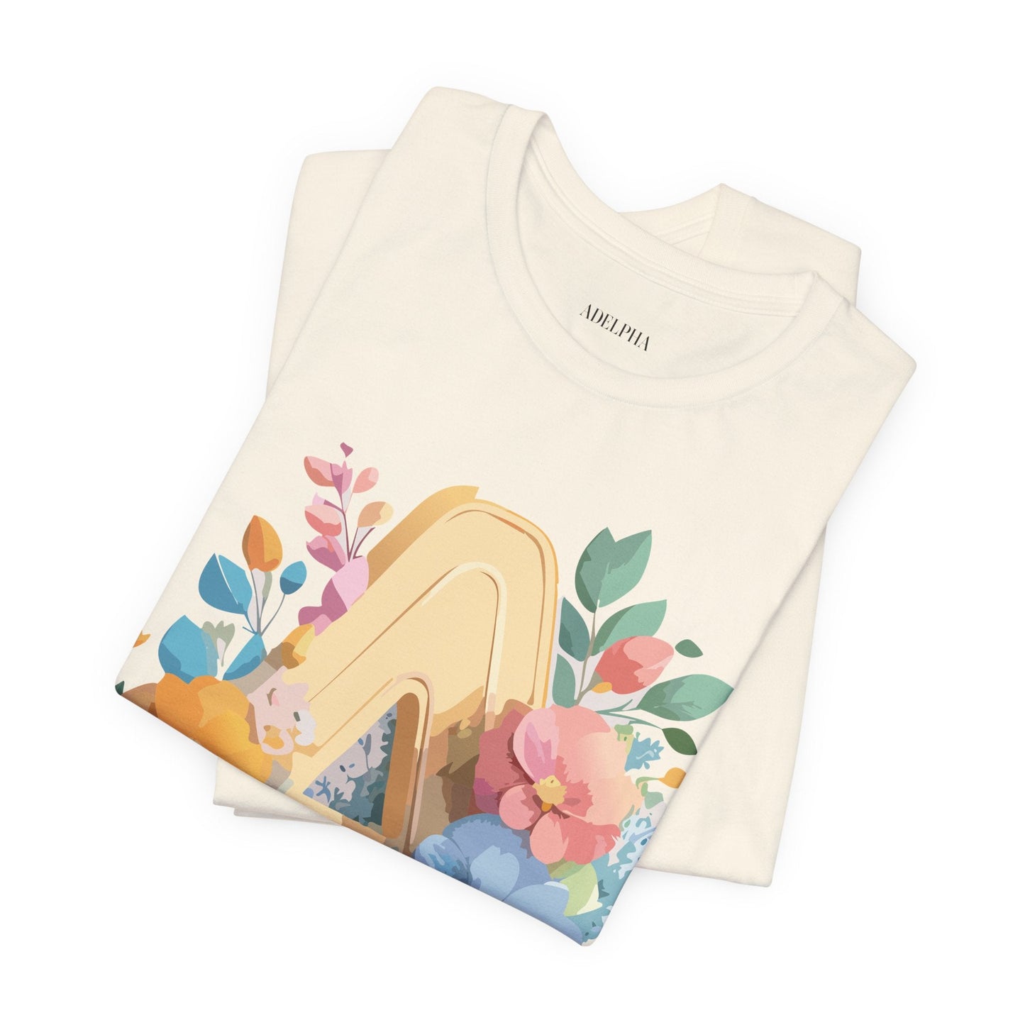 Letter A Shirt Graphic Tee Unisex Short Sleeve by Adelpha Vintage Inspired Art Tee