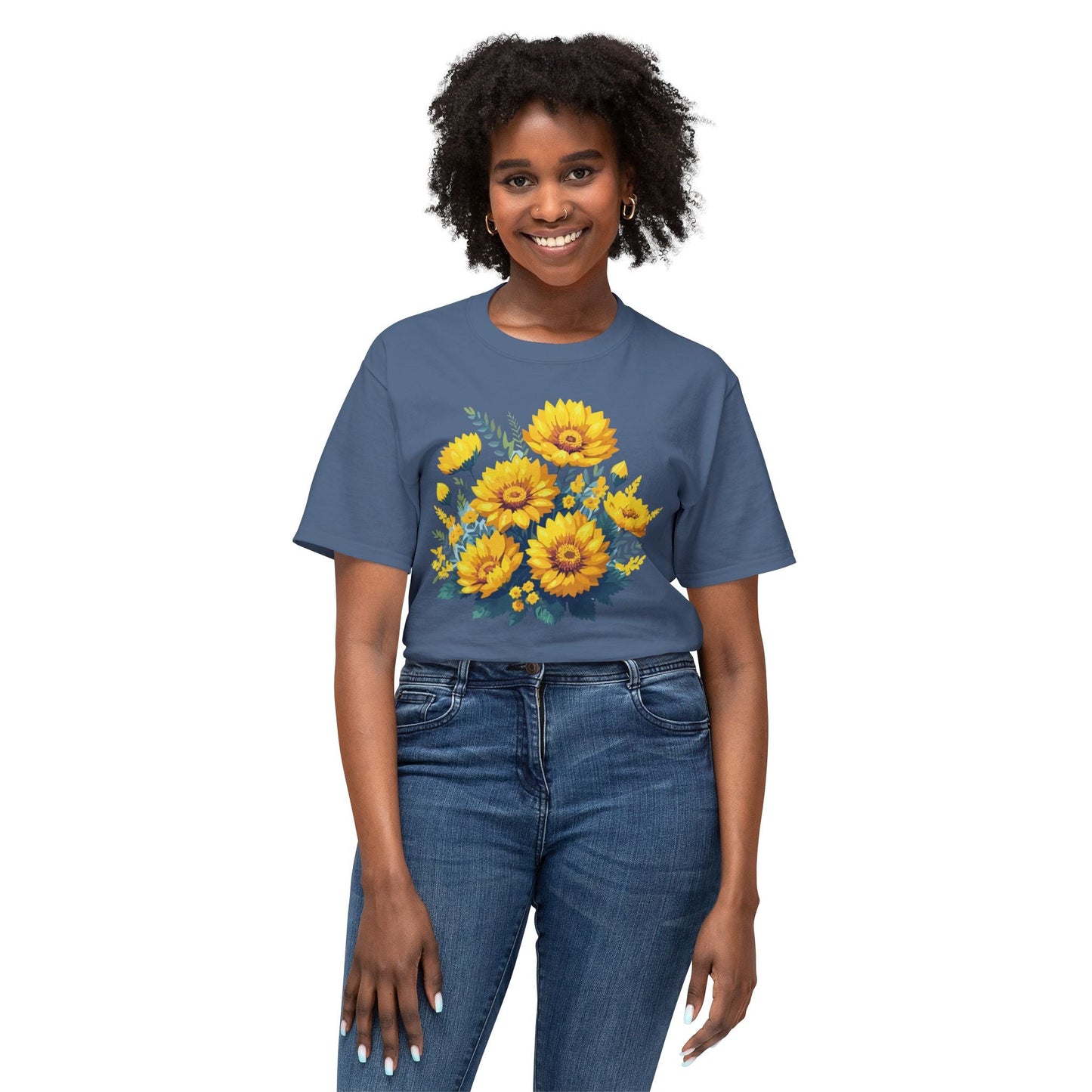 Floral T Shirt Vintage Flowers Unisex Art Print Tee 100 Percent Cotton Made In USA Floral Design