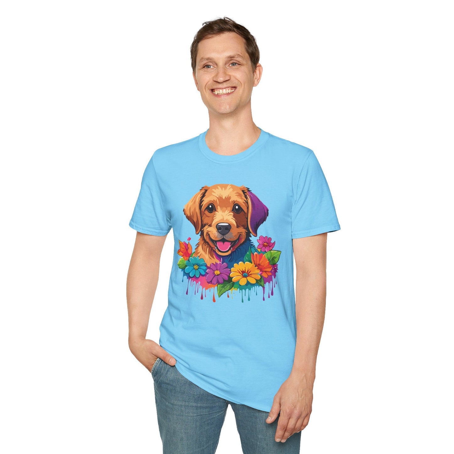 Unisex Dog Shirt With Animals Tee Softstyle Gildan 64000 Comfort Fit