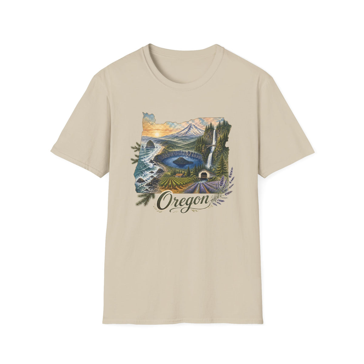 Oregon Crater Lake Mountains Travel Graphic Design Unisex 100 Cotton Gildan T-Shirt