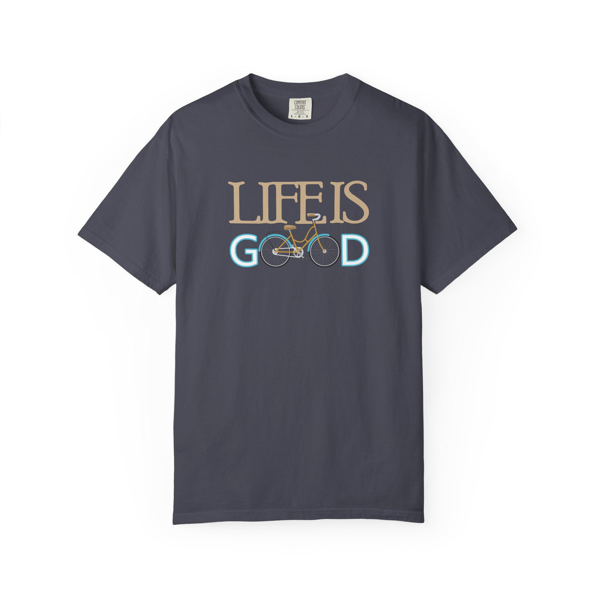 Life Is Good Bicycle Graphic Unisex Comfort Colors Garment-Dyed Heavyweight 100 Cotton Art Design T-Shirt w52