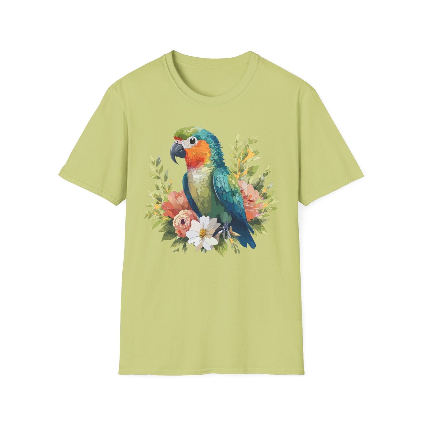 Floral Bird T Shirt Unisex Softstyle Gildan 64000 Cotton Tee for Everyday Comfort