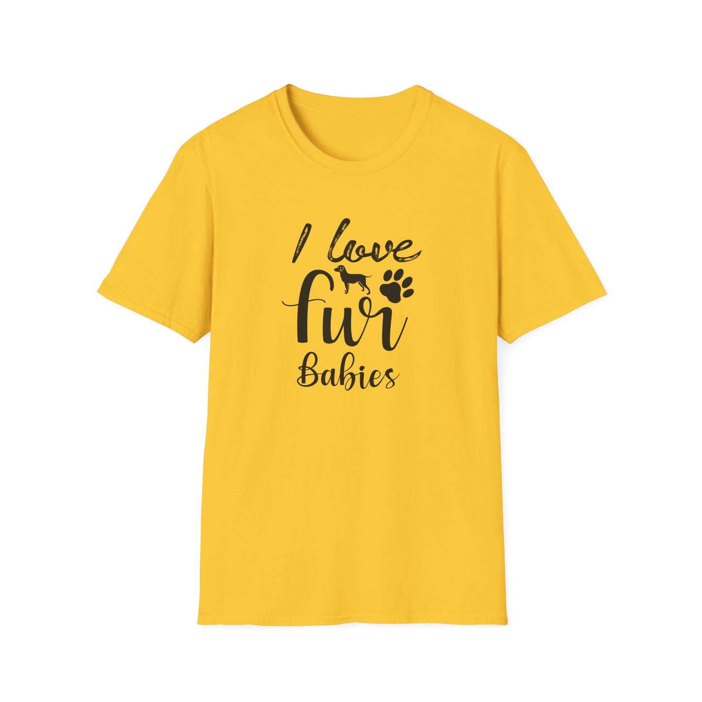 I Love Fur T-Shirt Dog & Cat Paw Graphic Tee for Pet Lovers Unisex Cotton T-Shirt Gildan Softstyle 64000 Tee
