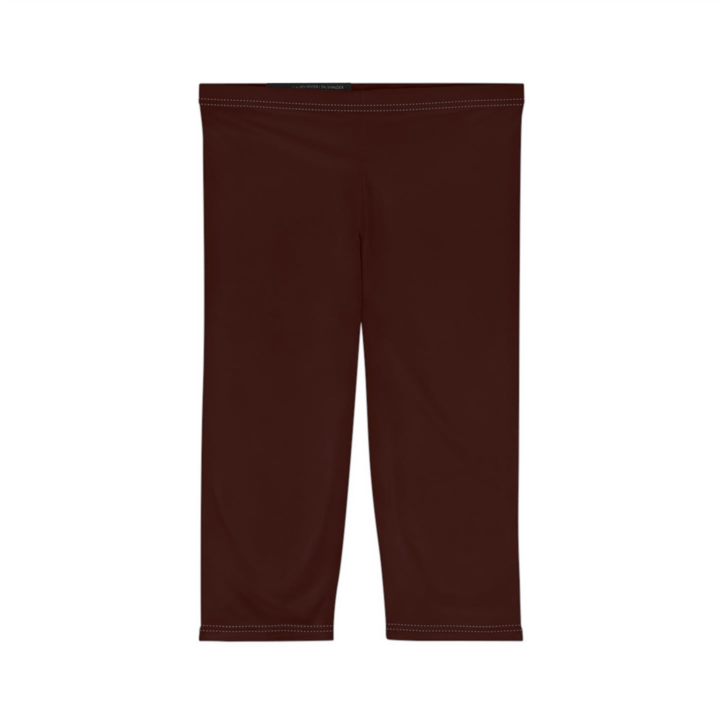 Rich Mahogany Color Women's Brushed Suede Poly Span Casual Capri Leggings XS-2XL