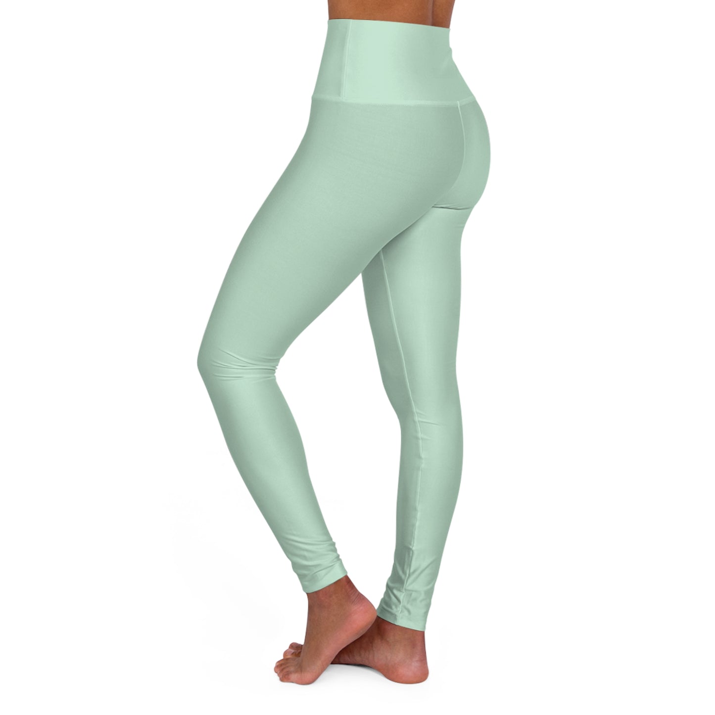 Pale Green Color High-Waist Yoga Leggings Women's Seamless Poly-Span Stretchy Pants XS-2XL