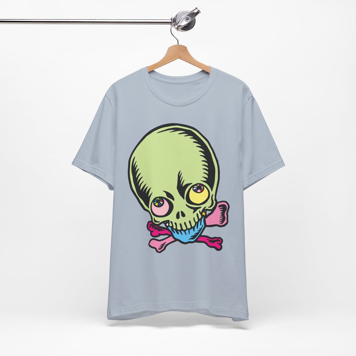 Lt Green Skull Graphic Design Tee, Skull Shirt, Vintage Tees, Art Design T-Shirt, Vintage Graphic Tee, Art Shirts with Skulls