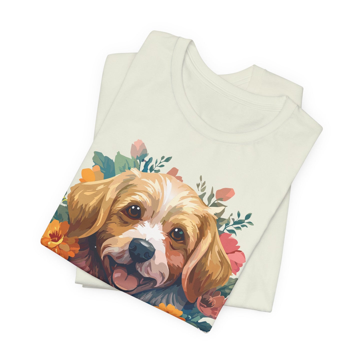 Floral Dog Tee, Animal Shirt, Dog Shirt, Floral Tee, Flower T-shirt, T-Shirt with Animal, Summer Top with Art Design