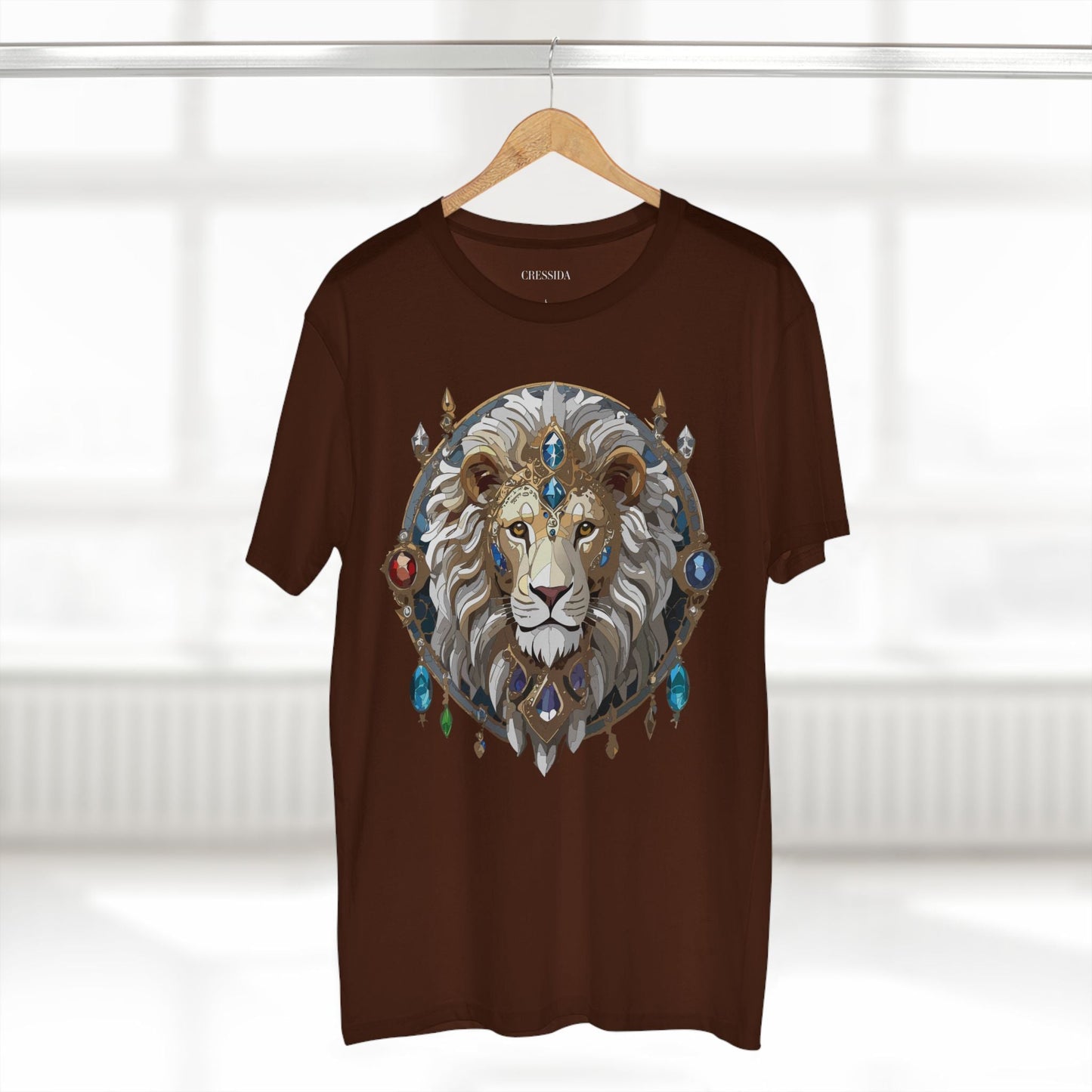 Lion Graphic Unisex 100 Cotton Tee With Unique Animal Golden Medallion Art Design 57
