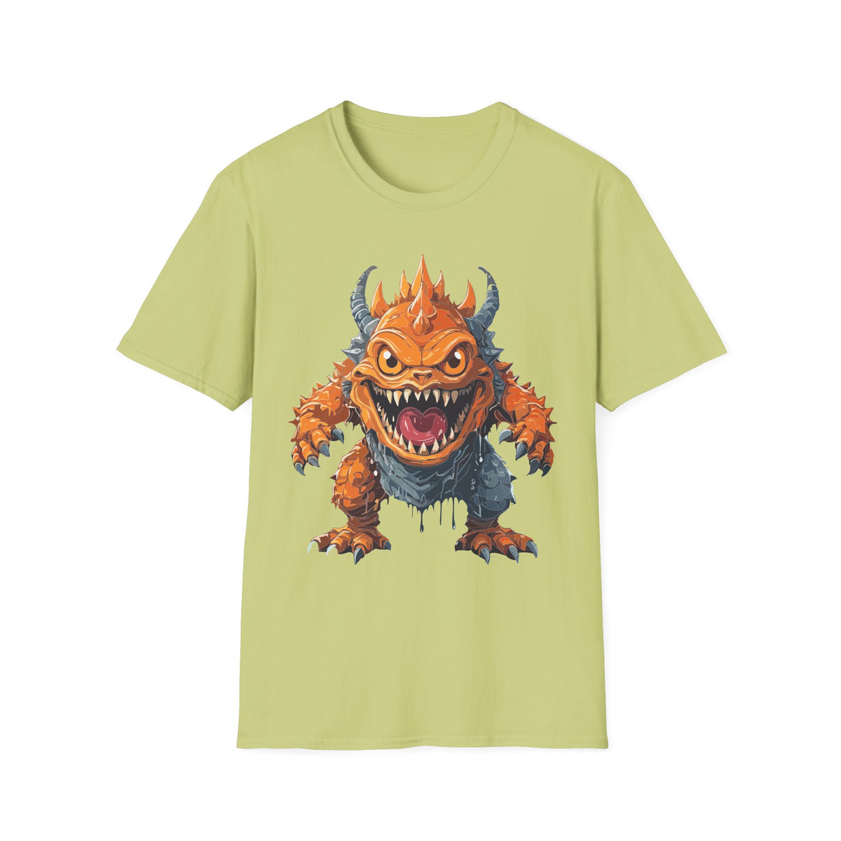 Monster Graphic T-Shirt — Fierce Orange Demon Creature Design Cartoon Graphic Tee Unisex 100 Cotton Gildan T-Shirt