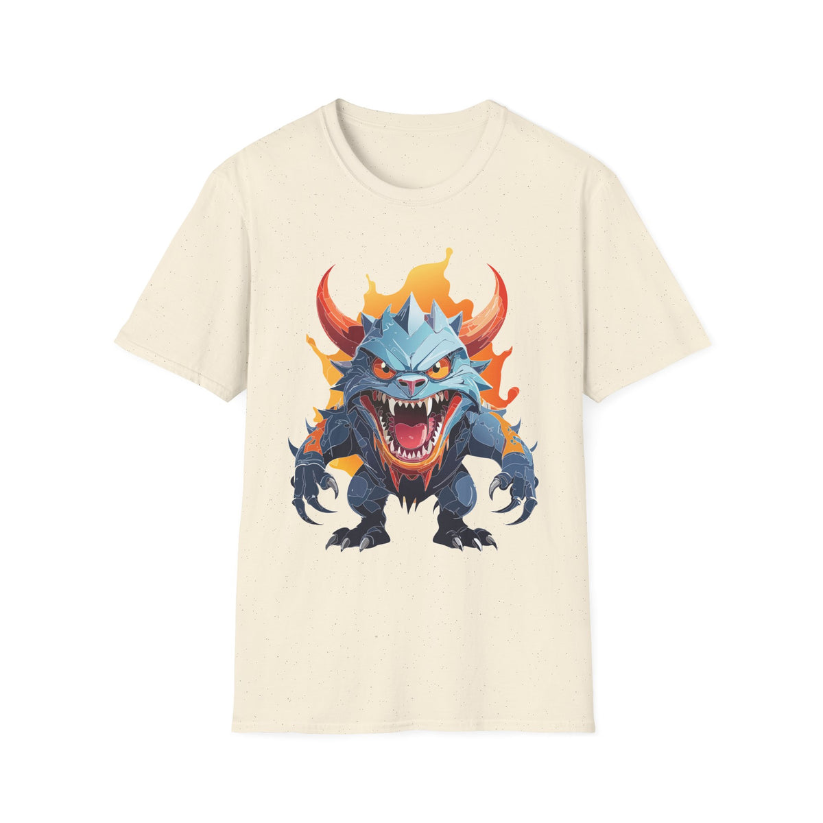 Monster Dragon T-Shirt — Fierce Fire-Breathing Creature Cartoon Graphic Tee Unisex 100 Cotton Gildan T-Shirt