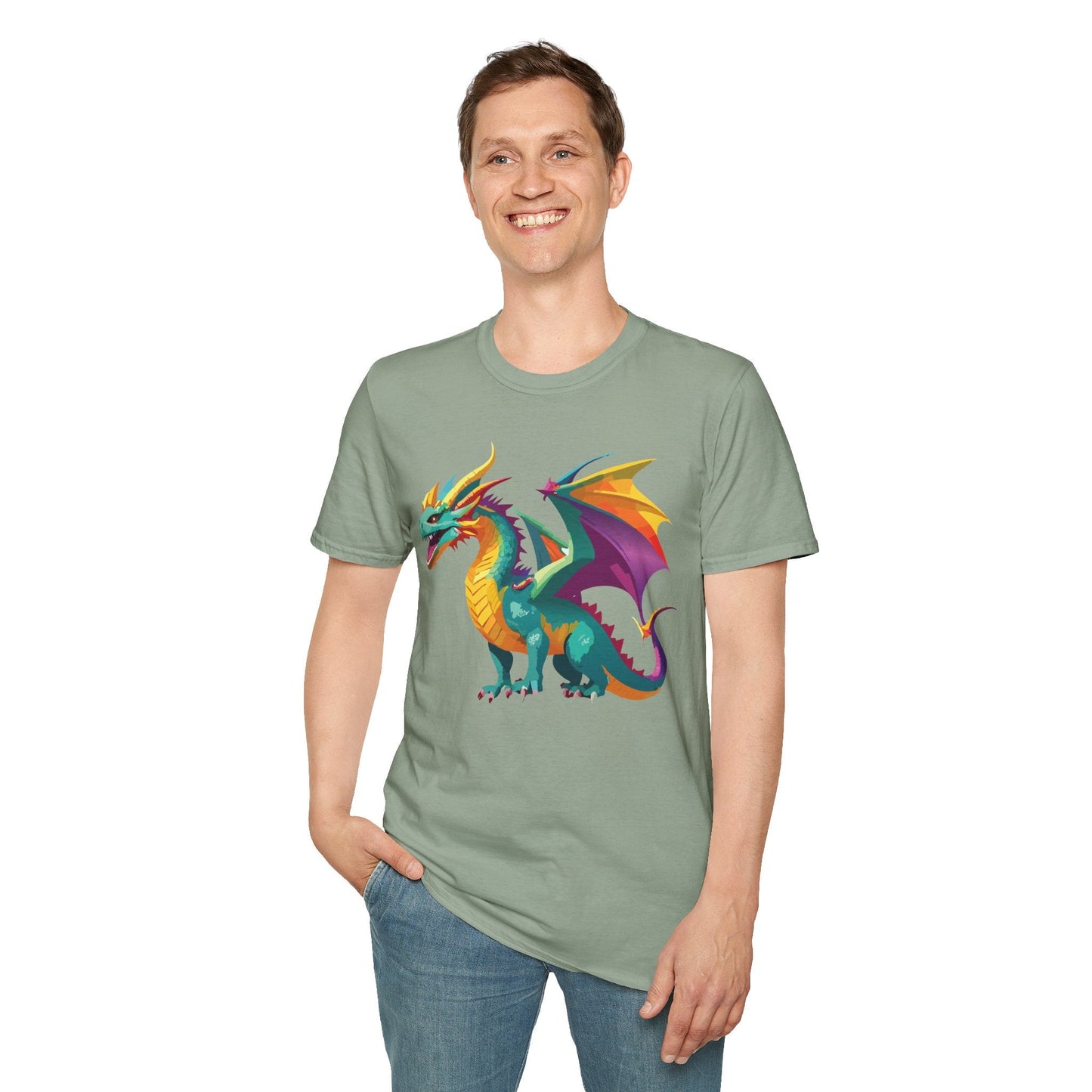 Dragon T Shirt Unisex Short Sleeve Art Design Gildan Softstyle Cotton Tee For Animal Lovers