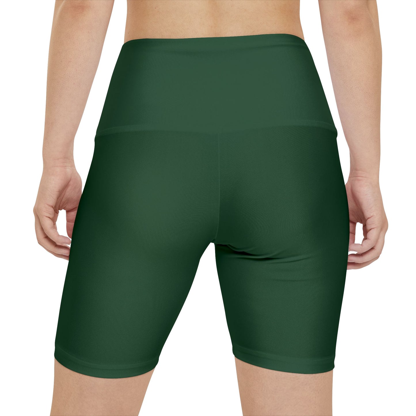 Dark Spruce Green Women's Forest Green High-Waist Workout Bike Shorts