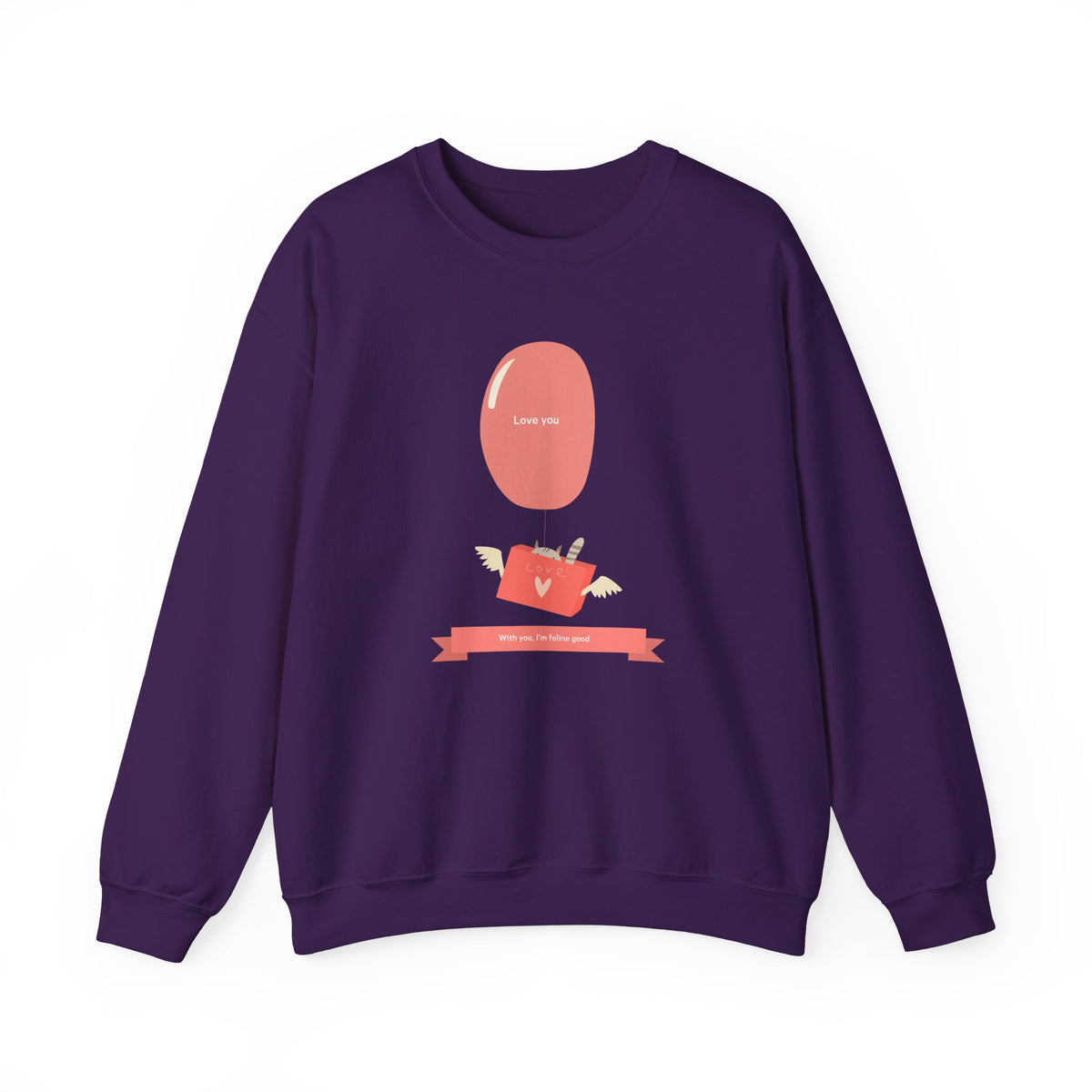 Cat Graphic Valentine's Day Sweatshirt Unisex 50/50 Cotton-Poly Animal Sweatshirt w15