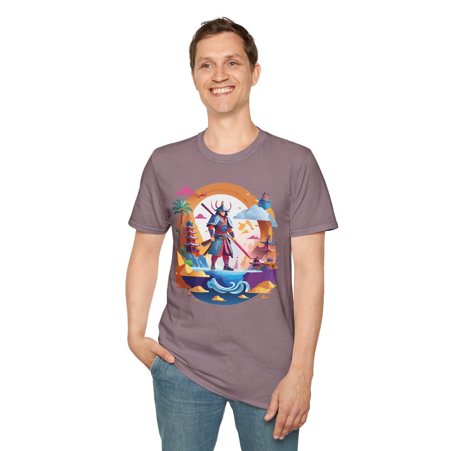 Samurai T Shirt Unisex Gildan Softstyle 64000 100 Percent Ring Spun Cotton Lightweight Tee