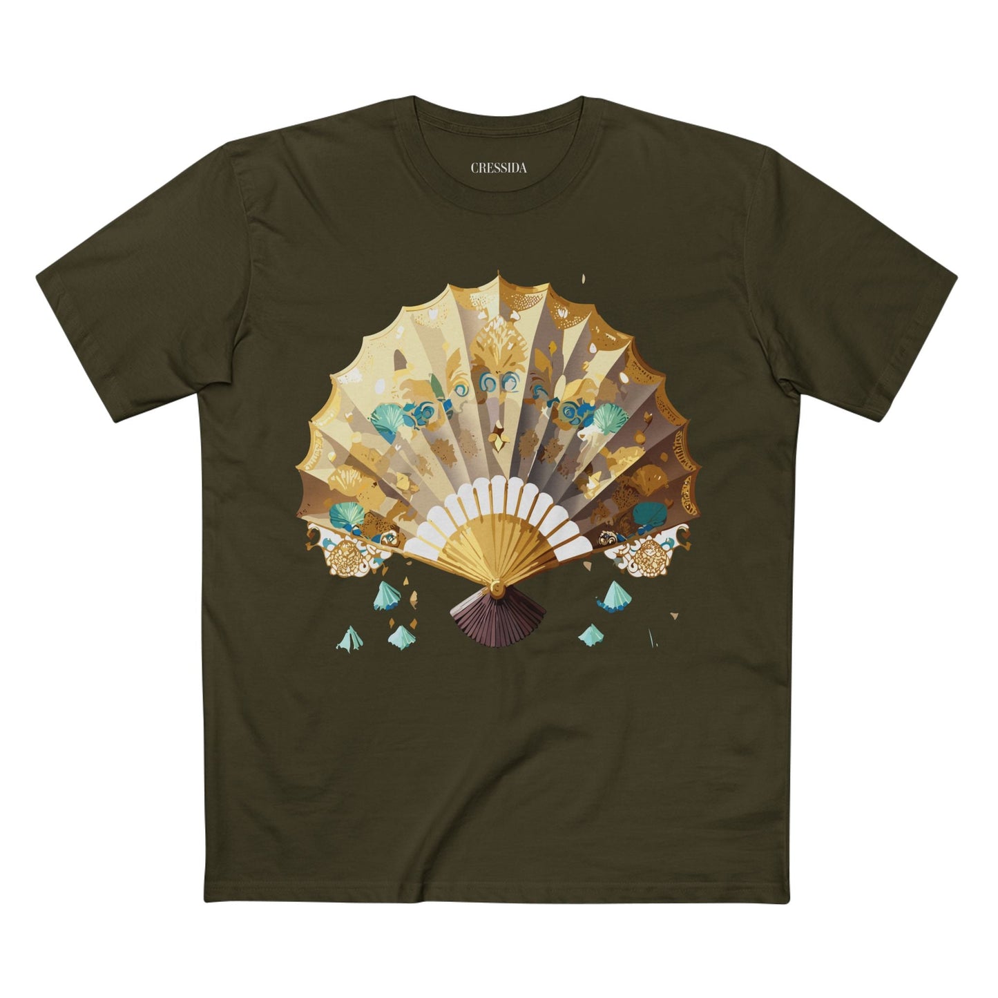 Antique Fan Graphic Design T-Shirt Unisex 100 Cotton Floral Carnival Artwork Tee 16