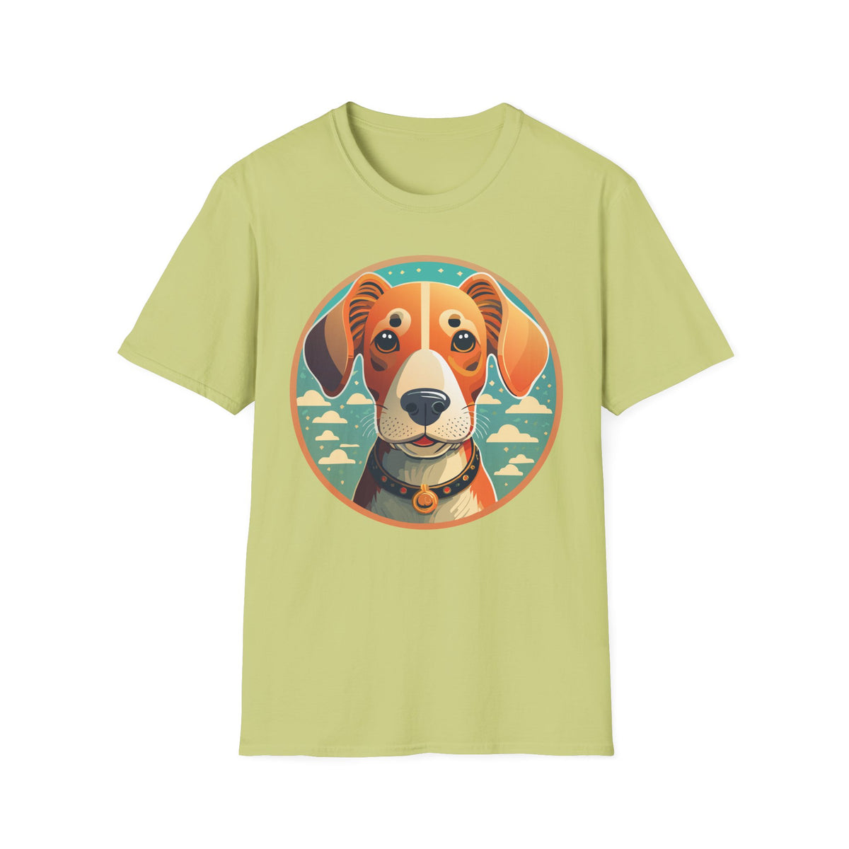 Beagle Portrait T-Shirt | Cute Dog Face Illustration, Retro Circle Pet Tee