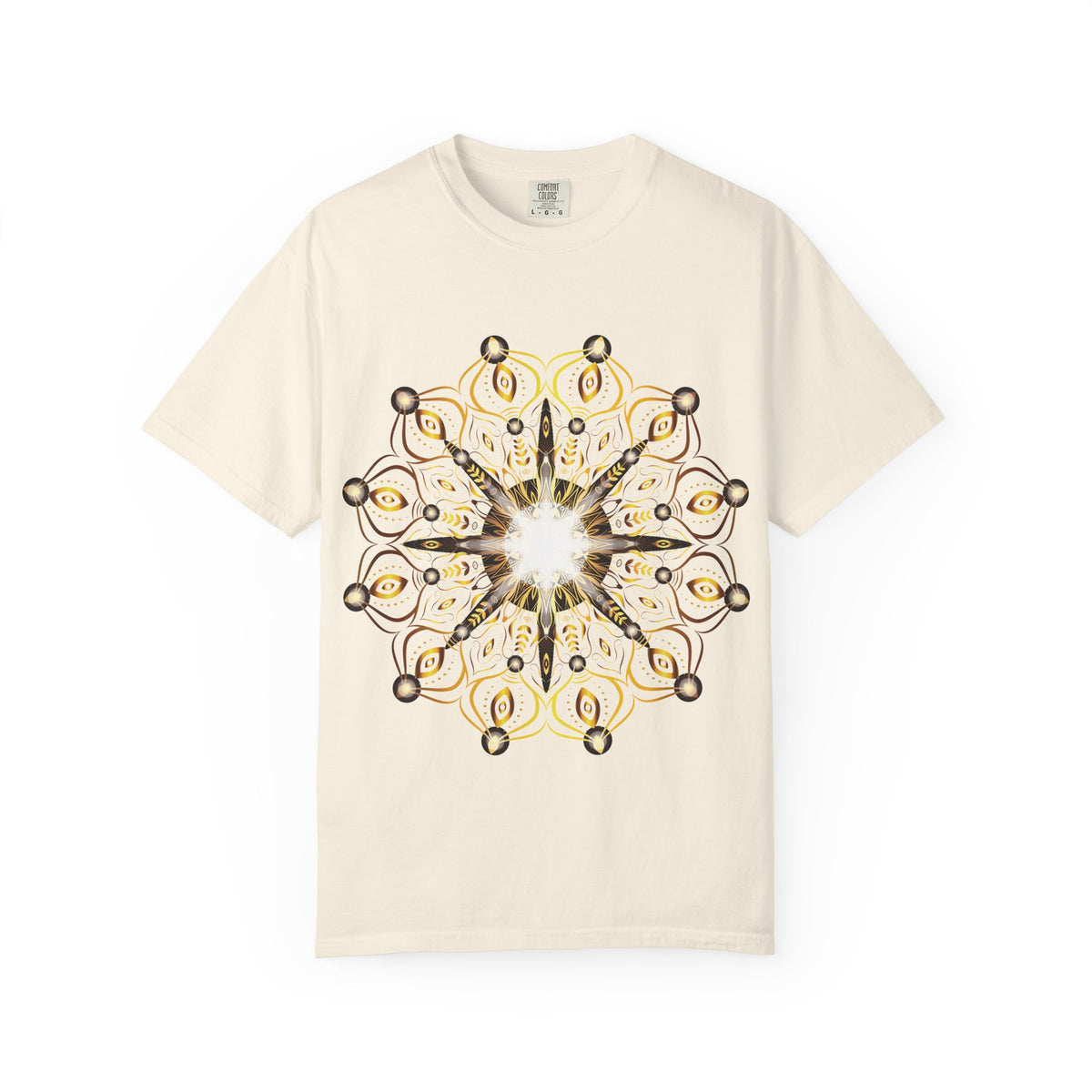 Unisex Garment Dyed Cotton T-Shirt with Mandala Graphic Design
