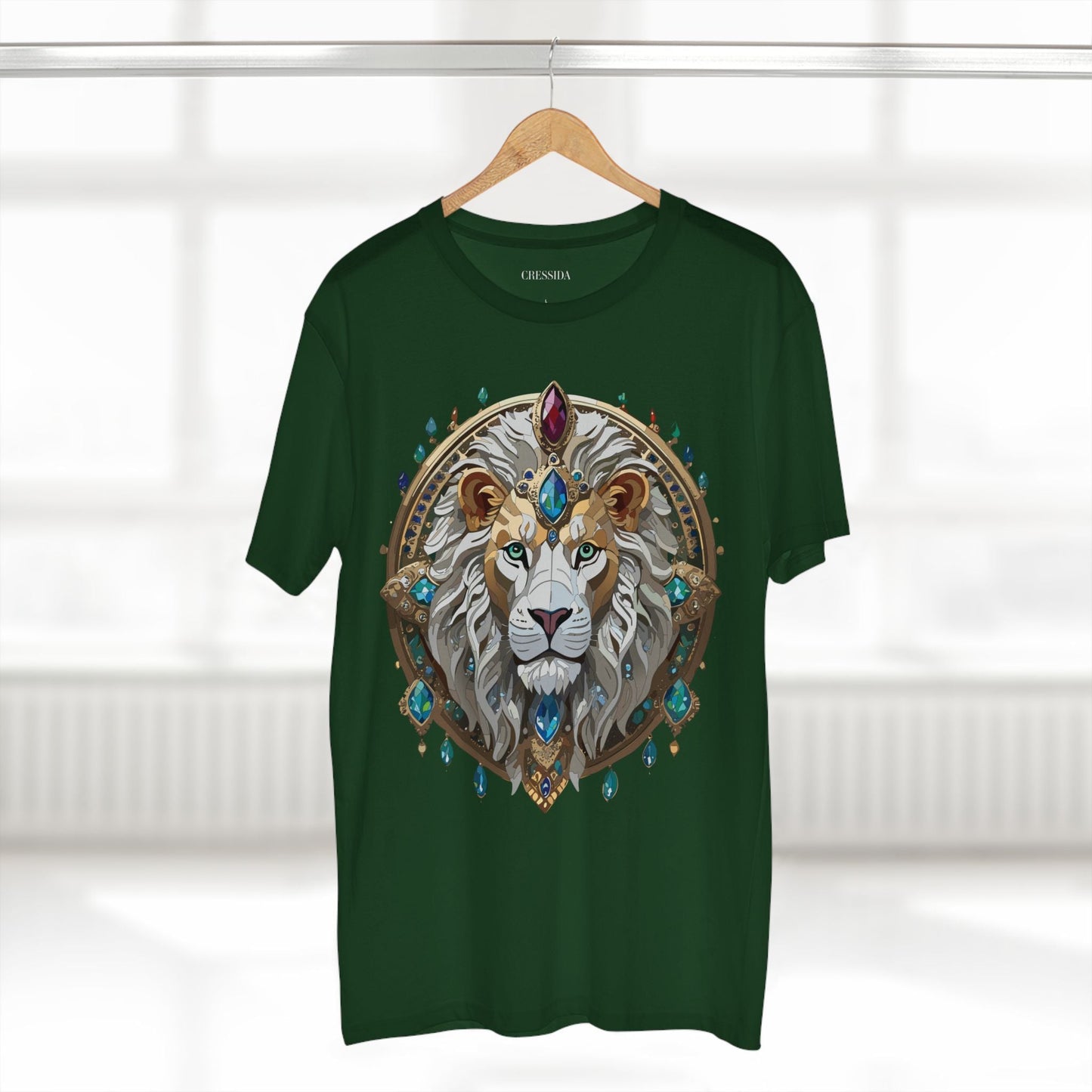 Lion Graphic Unisex 100 Cotton Tee With Unique Animal Golden Medallion Art Design 60