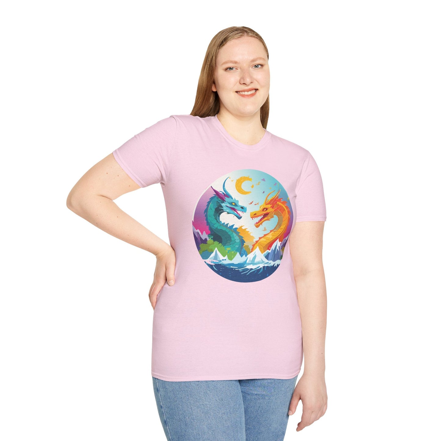 Dragon Graphic Unisex Cotton Softstyle Art Design Tee With Animals 29