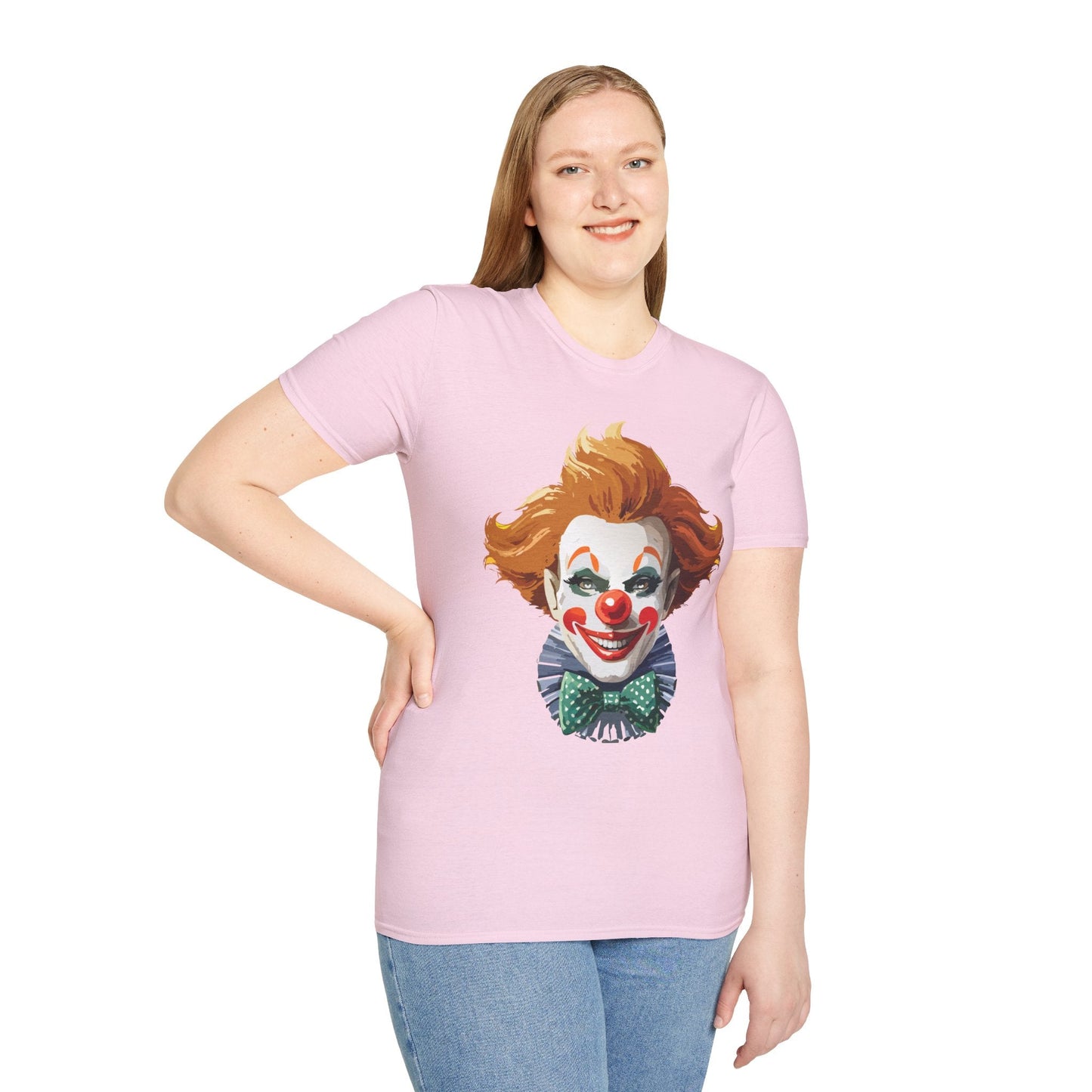 Clown Theme T Shirt Funny Man Circus Scary Man Unisex Gildan Softstyle Graphic Tee Everyday Wear